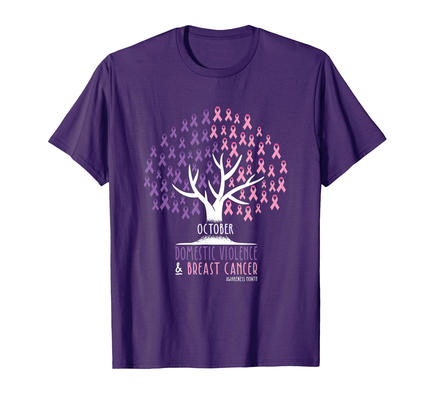 Ribbon Tree - Breast Cancer and Domestic Violence Awareness T-Shirt