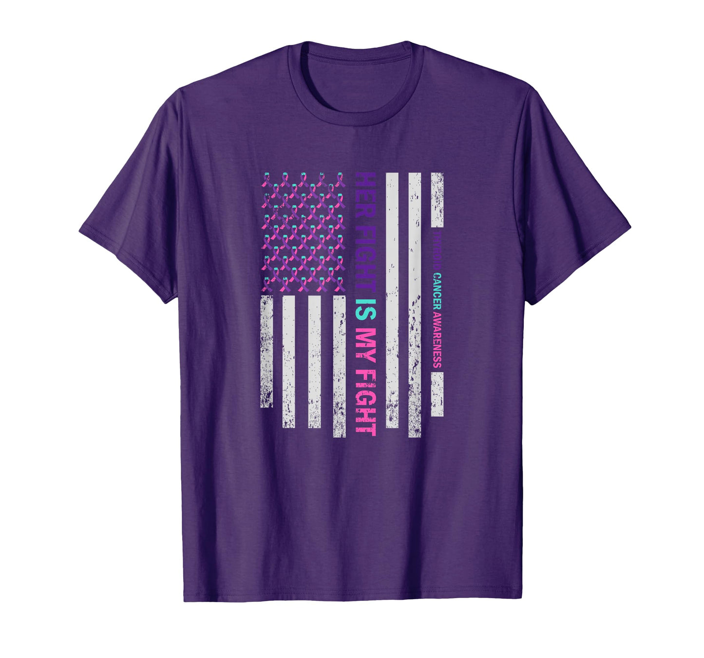 American Flag Thyroid Cancer Awareness T-Shirt
