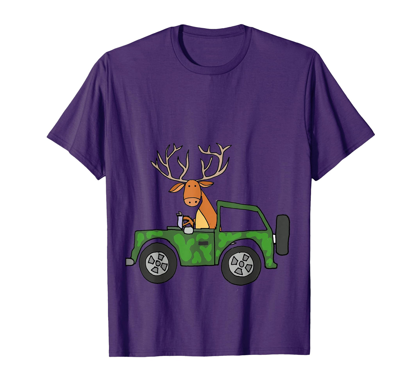 Smilealottees Cool Buck Deer Driving Camouflage Car T-shirt