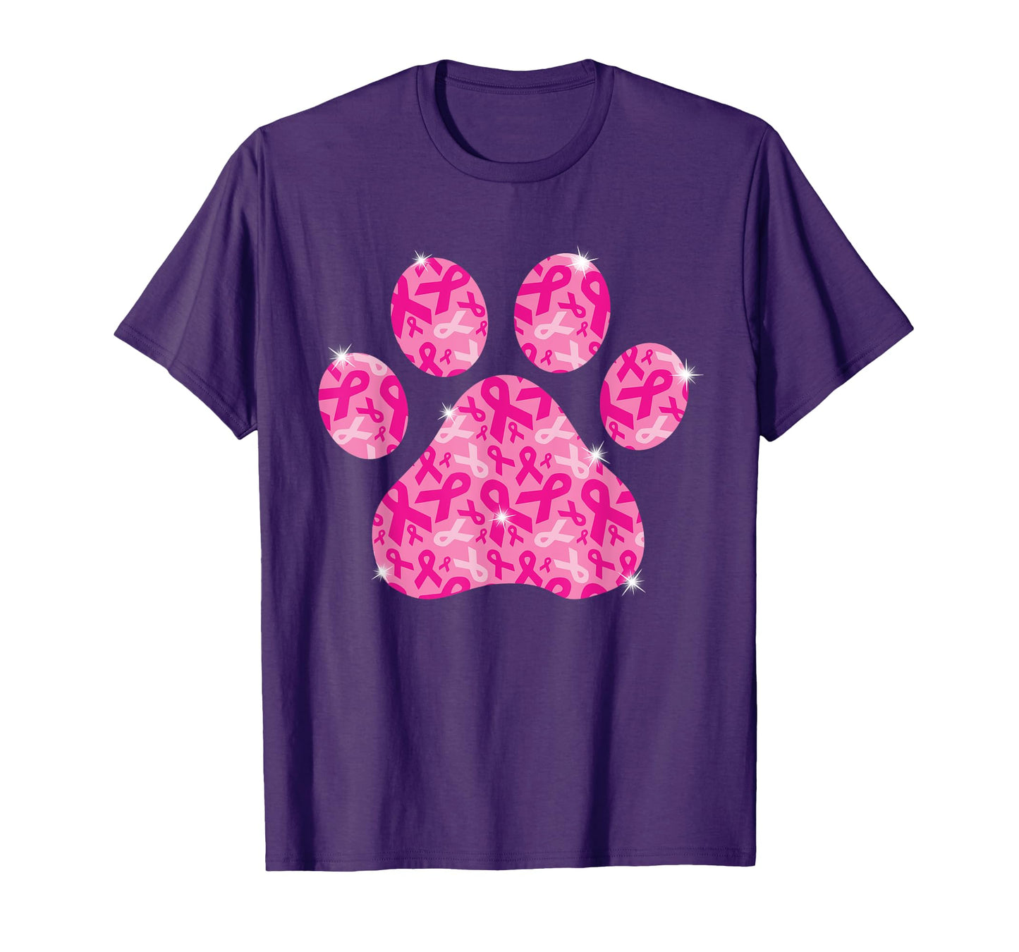 Dog Paw Print Pink Ribbon Breast Cancer Awareness Survivor T-Shirt