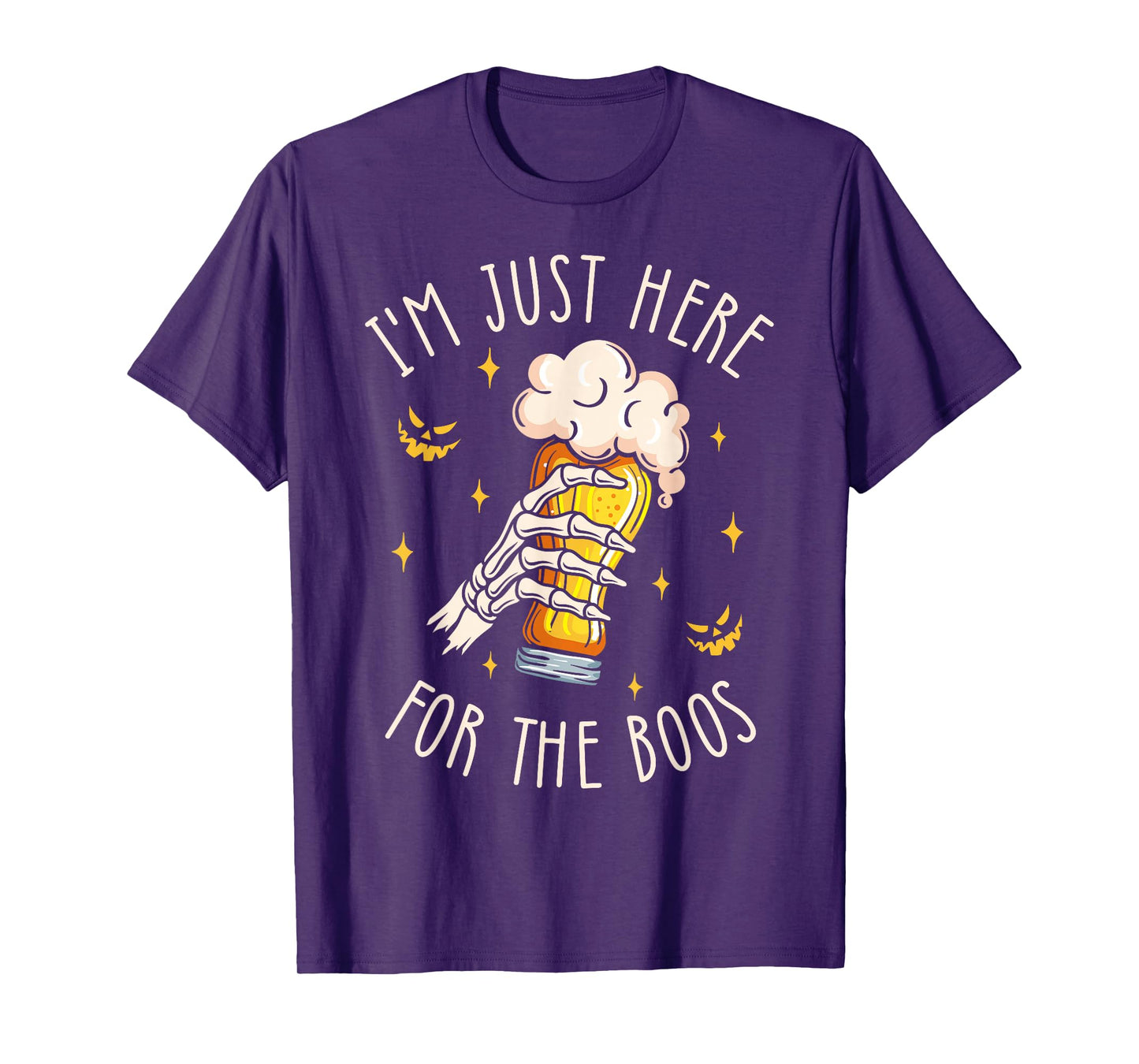 I'm Just Here for The Boos Funny Halloween Beer Skeleton T-Shirt