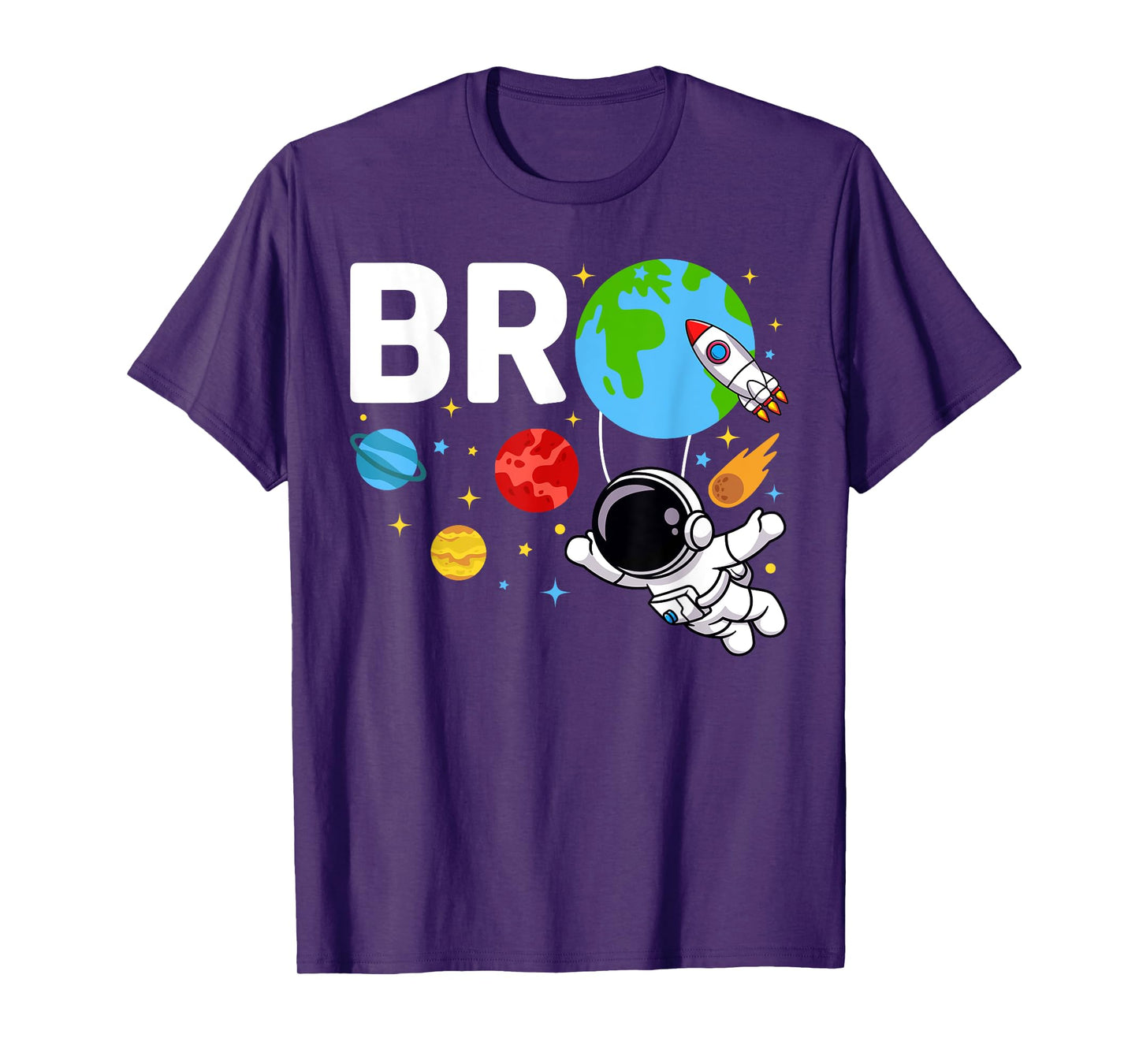 Brother Bro Space Astronaut Birthday Family Matching T-Shirt