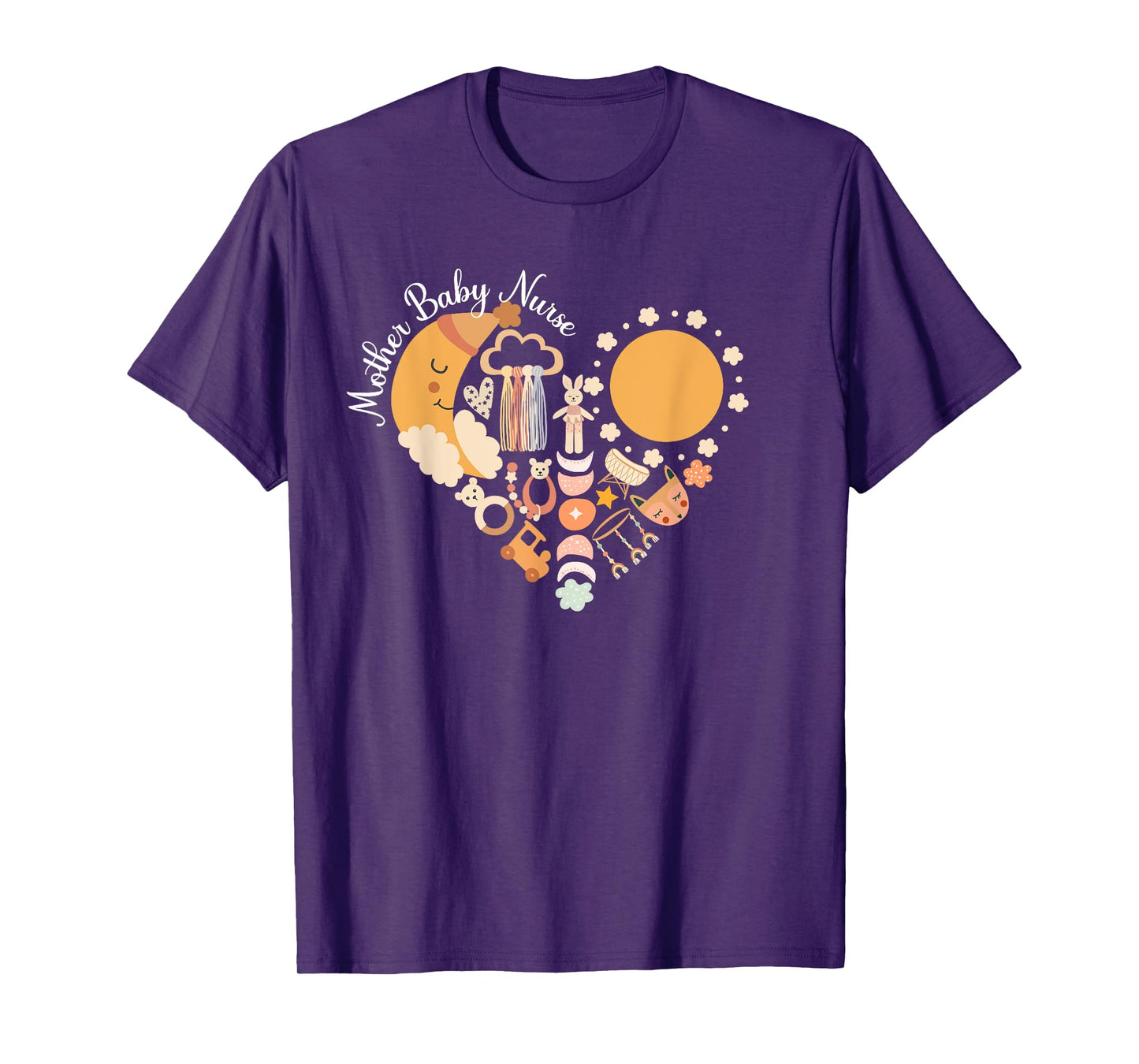 Mother Baby Nurse Heart Postpartum Nurse Mom Baby Nurse T-Shirt
