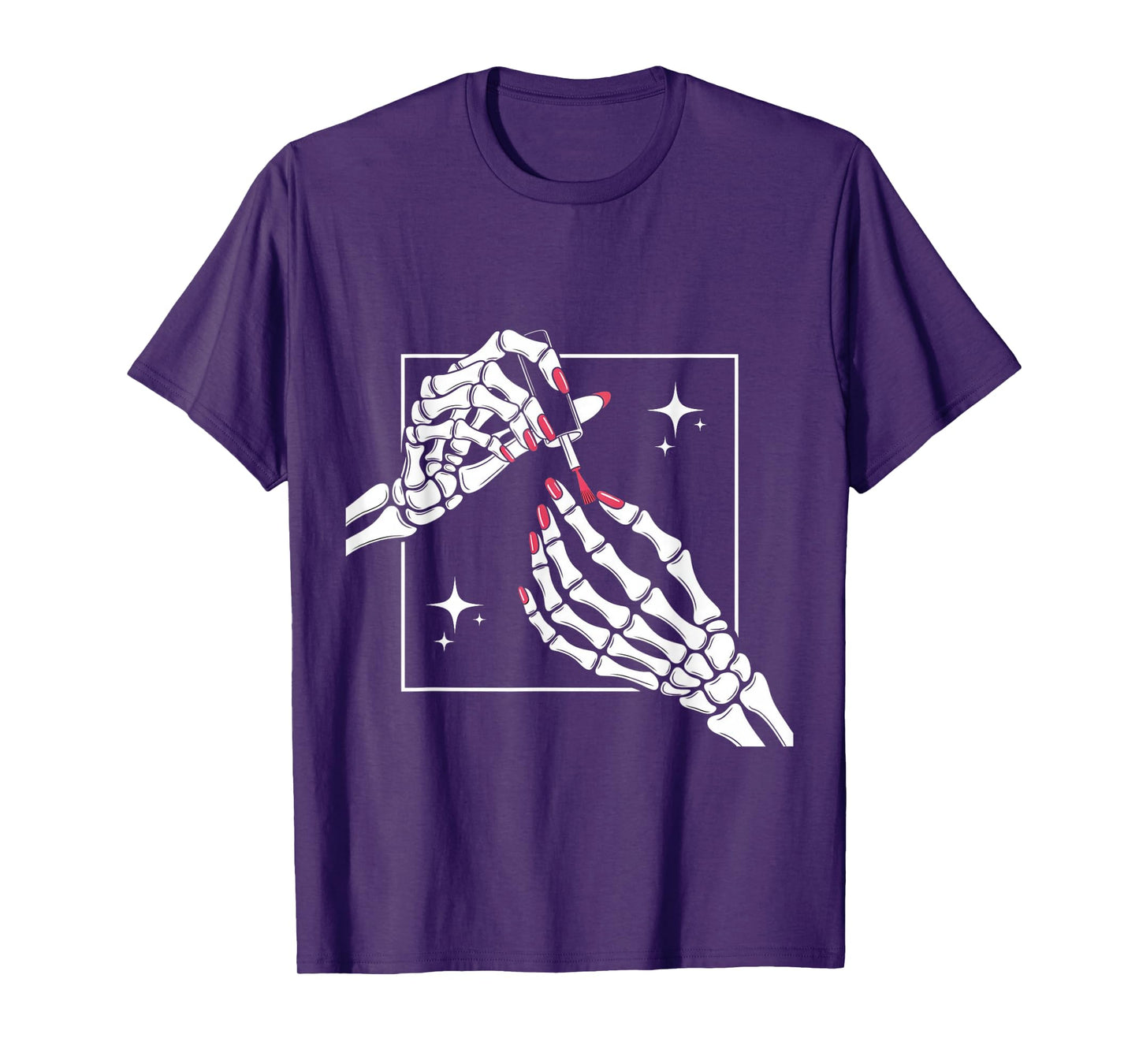 Skeleton Hands Manicure Red Nails Polish Gothic Halloween T-Shirt