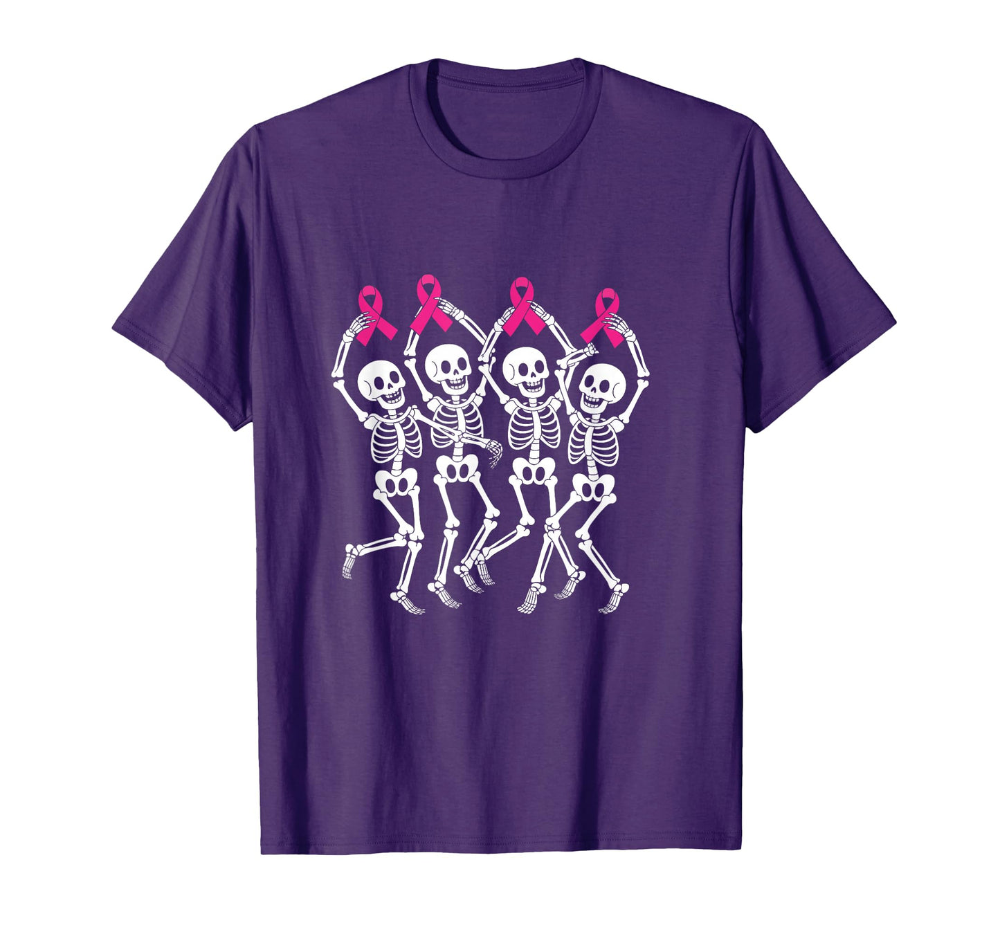 in October We Wear Pink Cancer Awareness Halloween Skeleton T-Shirt