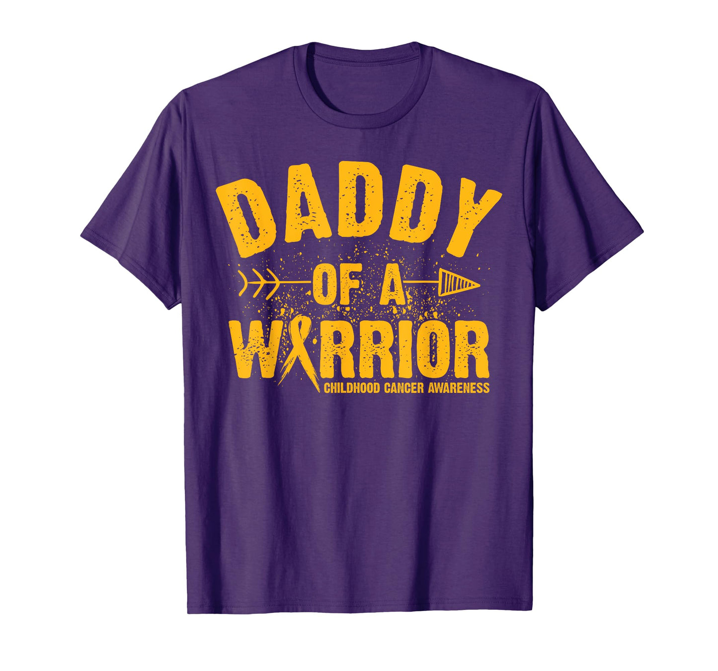Daddy of A Warrior Childhood Cancer Awareness Ribbon Vintage T-Shirt