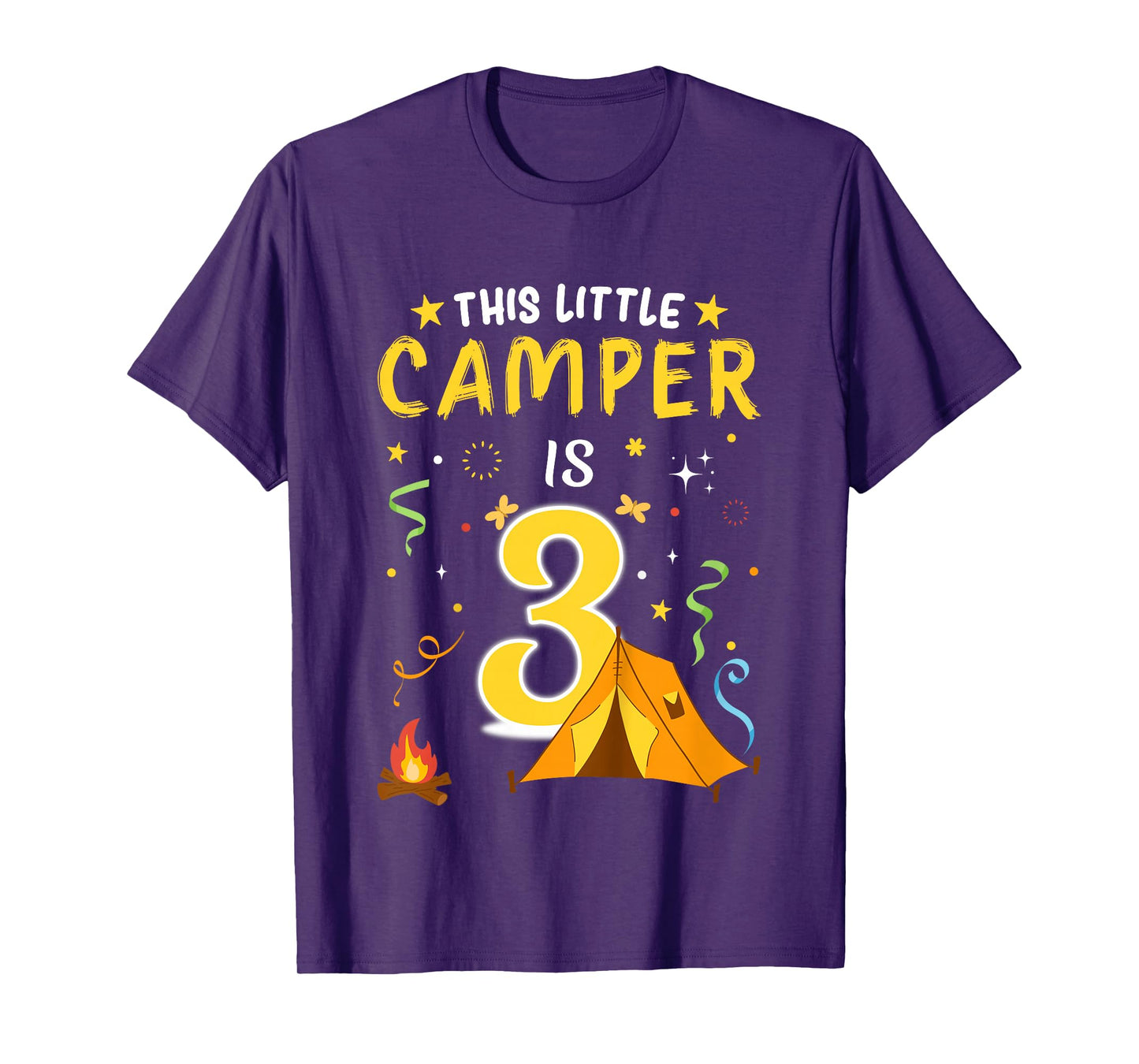 Kids 3 Year Old Camper Kids 3rd Birthday Camping Costume T-Shirt