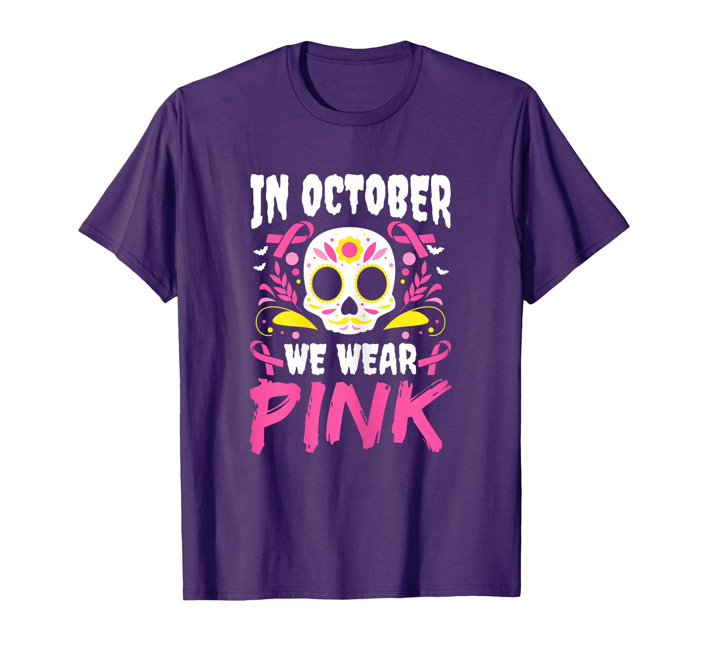 In October We Wear Pink Mexican Halloween Cancer Fighter T-Shirt