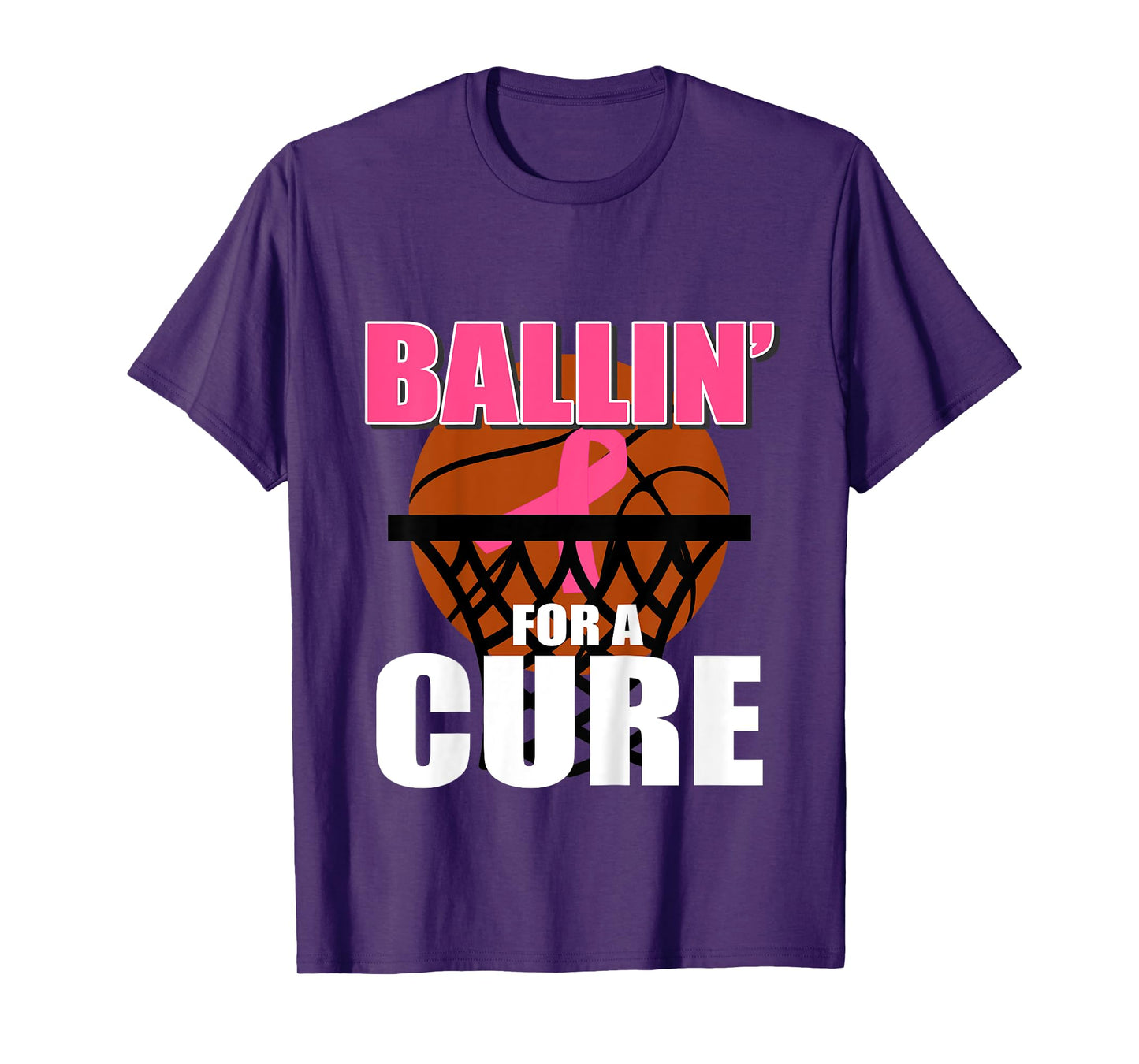 Kids Basketball Breast Cancer Pink Ribbon for Boys Girls Children T-Shirt