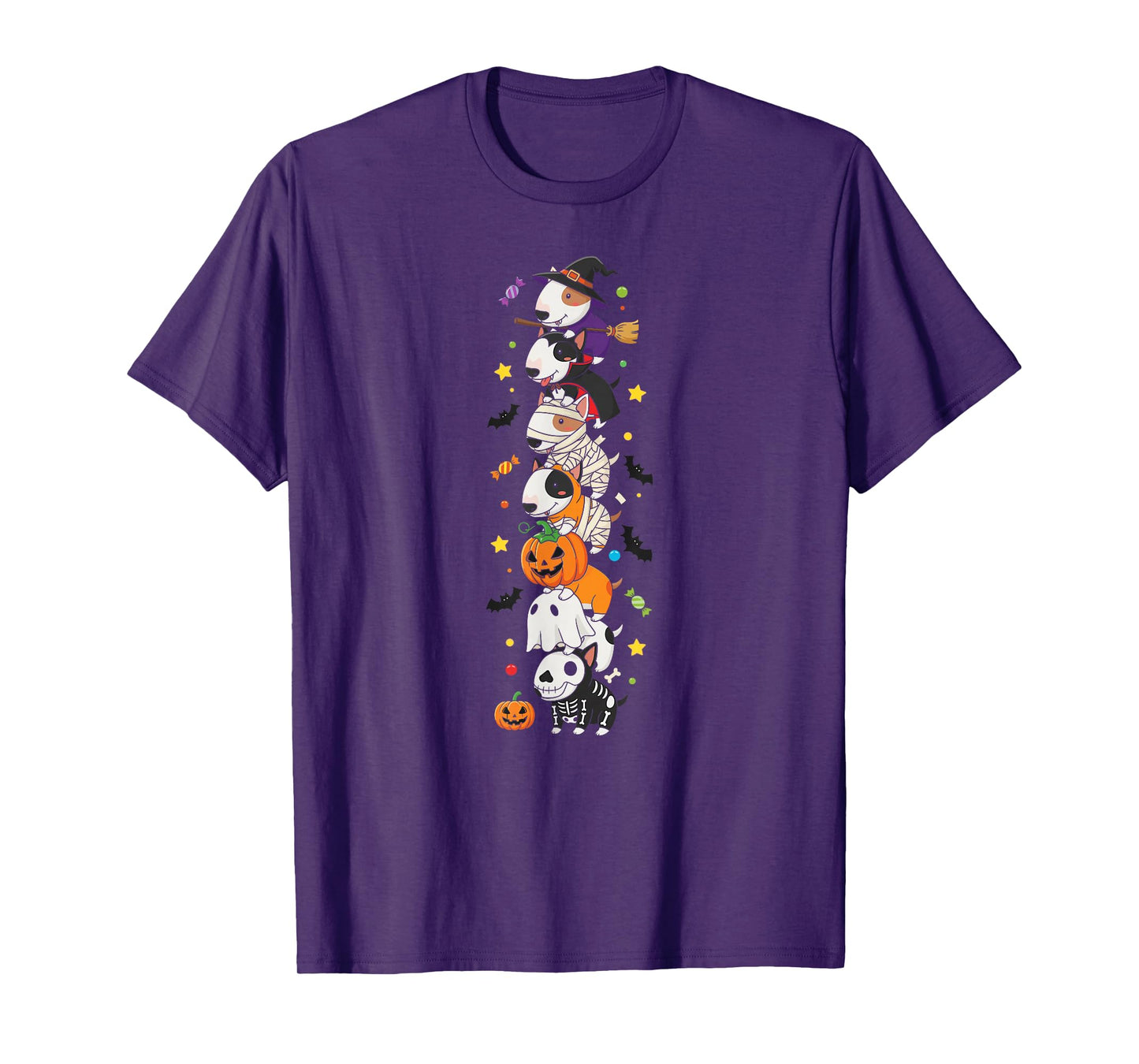 Bull Terrier Witch Vampire Ghost Halloween Kids Mens Womens T-Shirt