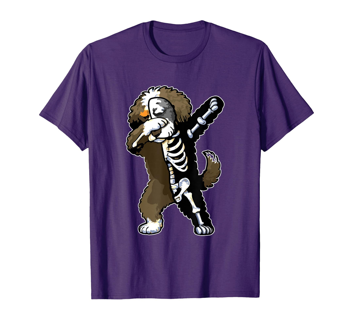 Dabbing Bernedoodle Half Skeleton Halloween Costume Owner T-Shirt