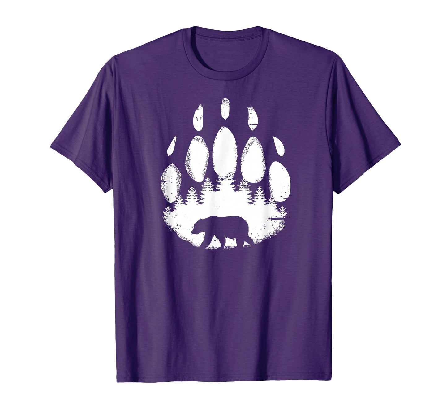 Bear Paw White Print Forest Animal Silhouette T-shirt T-Shirt