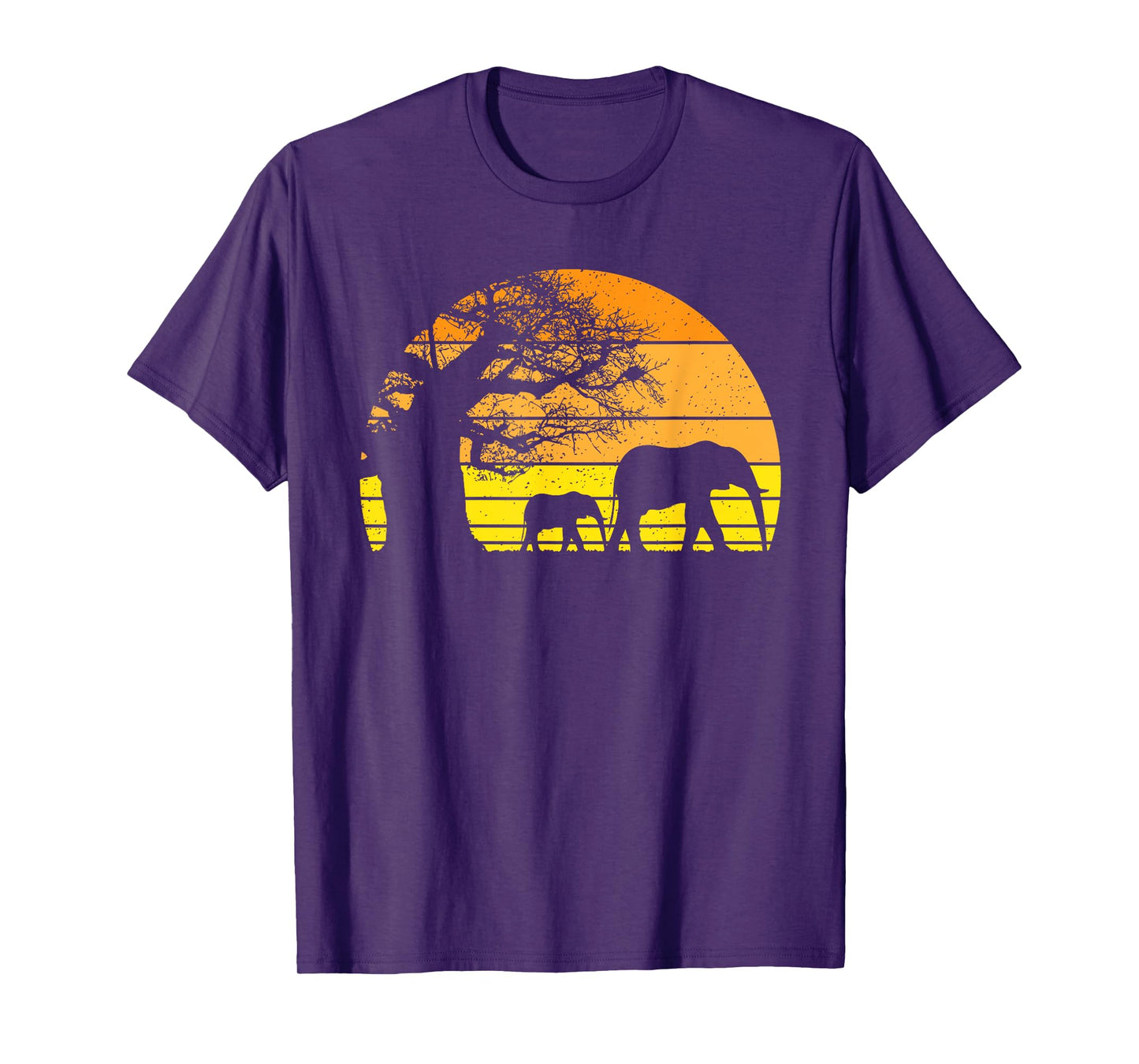 Elephant Safari Vintage Sunset Baobab Africa Flag T-Shirt