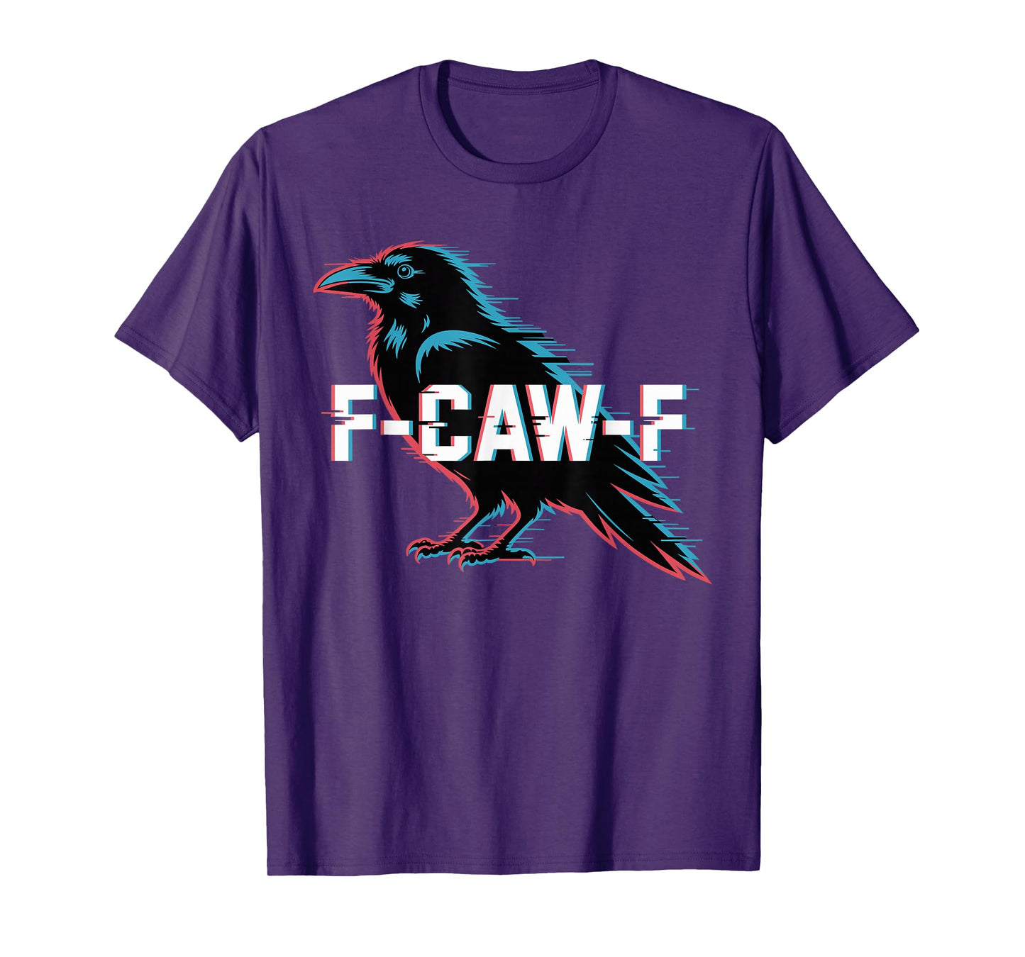 F-Caw-F Funny Glitch Crow Cyberpunk Dark Humor Design T-Shirt