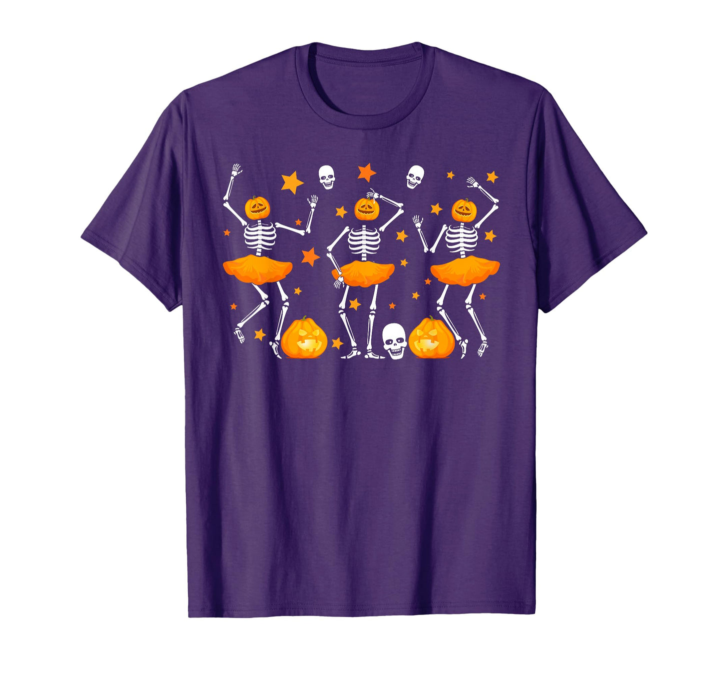 Funny Pumpkin Skeletons Ballerina Happy Halloween Day Girls T-Shirt