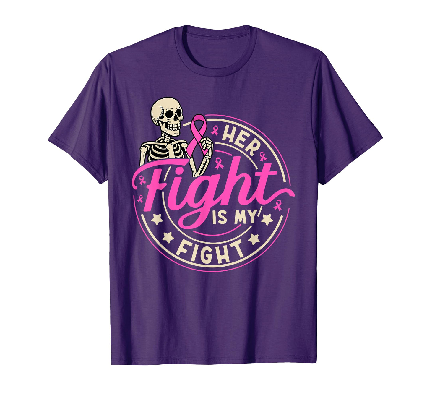 Her Fight is My Fight Breast Cancer Husband Pink Ribbon Men T-Shirt