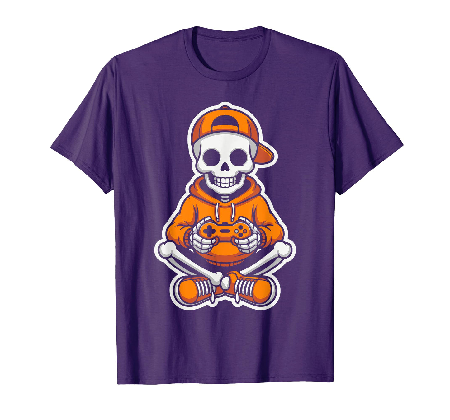 Retro Skeleton Gamer Funny Halloween Boys Kids Video Outfit T-Shirt