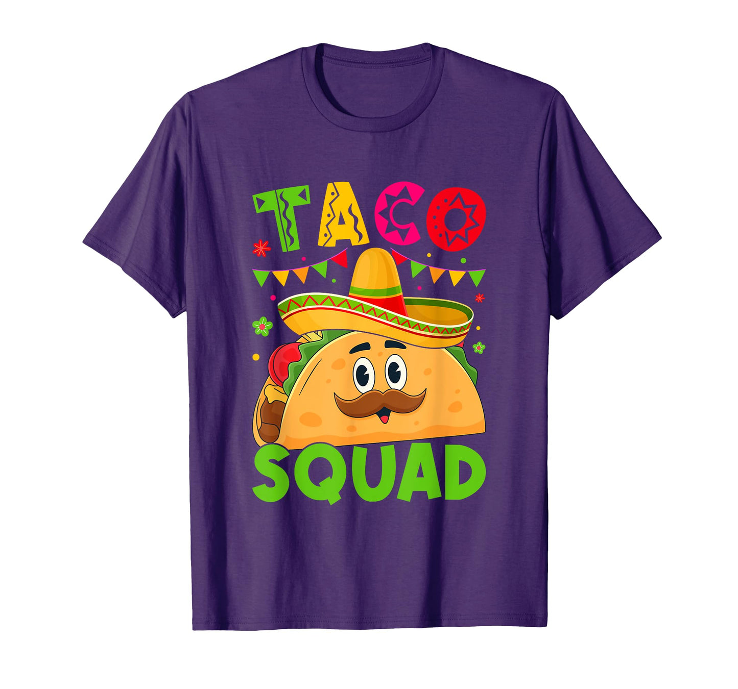 Taco Squad Sombrero Cartoon Fun T-Shirt