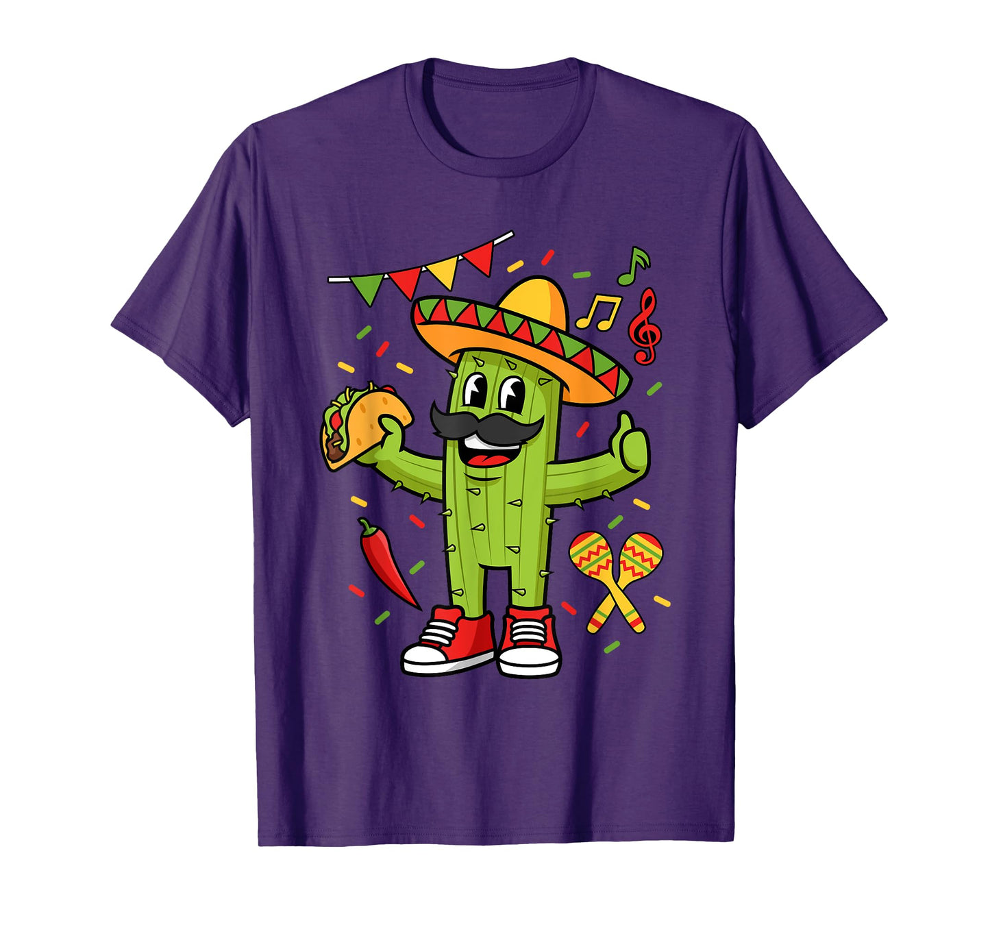 Mexico Maracas Sombrero Hat Tacos Cactus T-Shirt