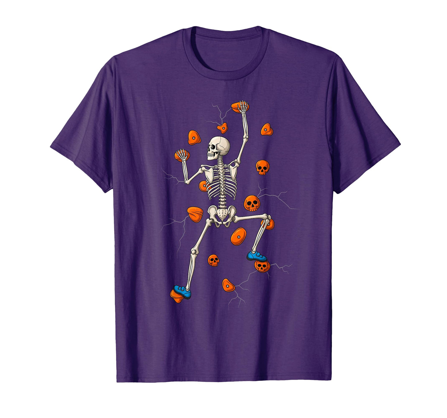 Skeleton Climbing Boulder Wall Rock Hallween Men Women Kid T-Shirt