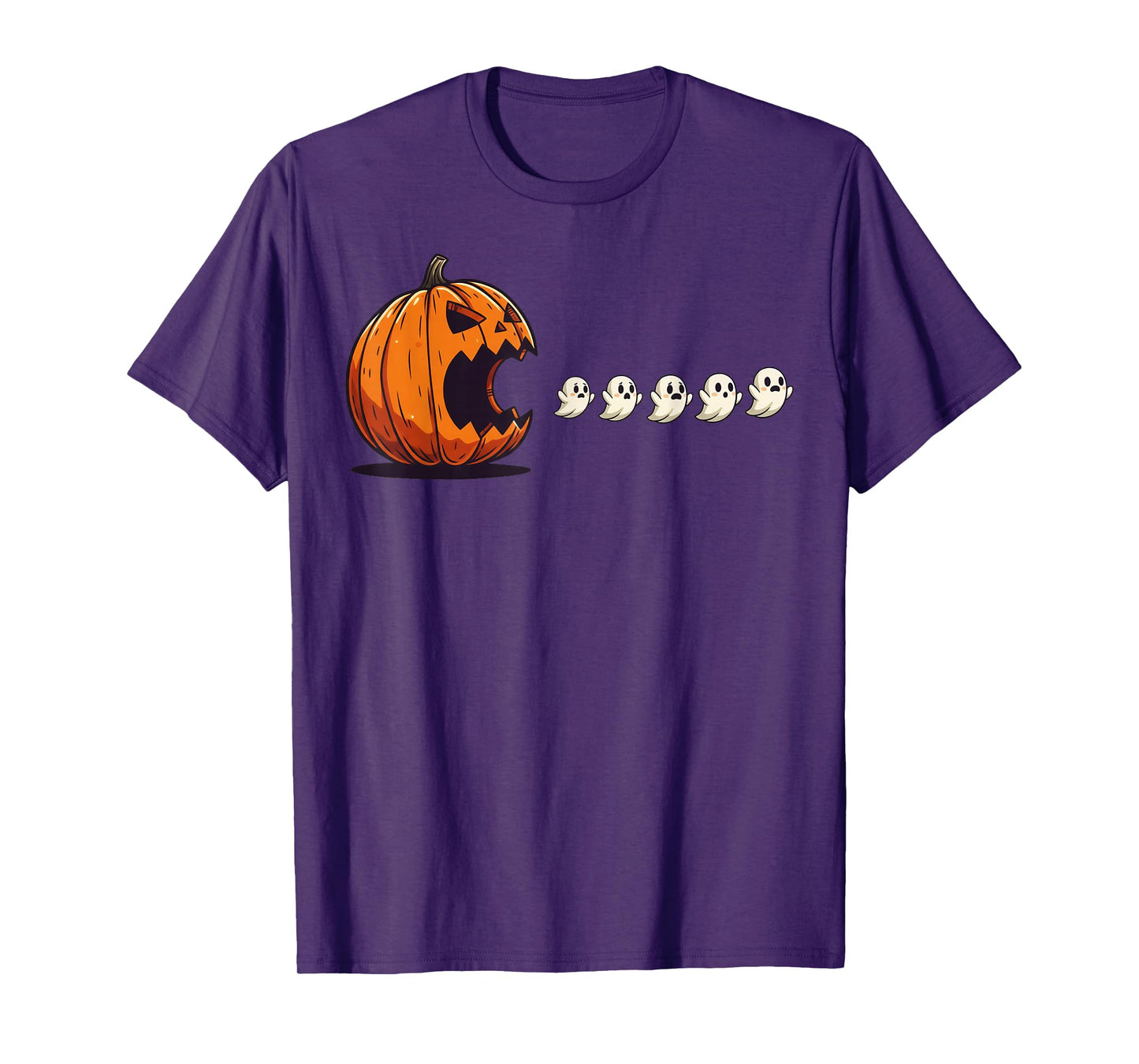 Halloween Gamer Pumpkin Eating Ghost Costume Men Boys Kids T-Shirt