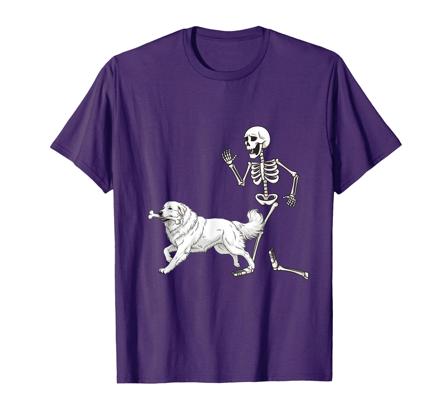 Funny Halloween Great Pyrenees and Skeleton T-Shirt