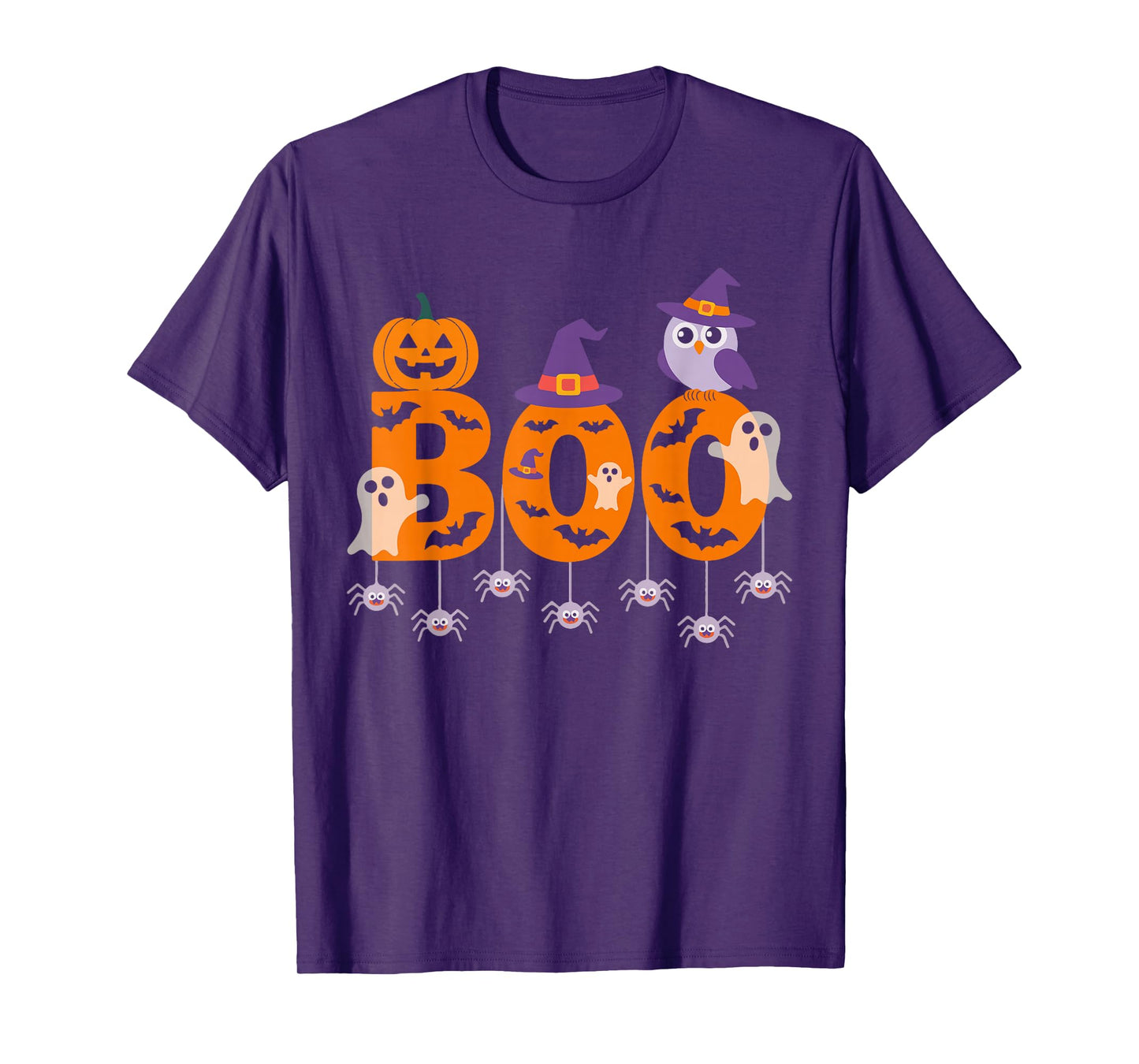 Halloween Boo Owl with Witch Hat Spiders summerween T-Shirt