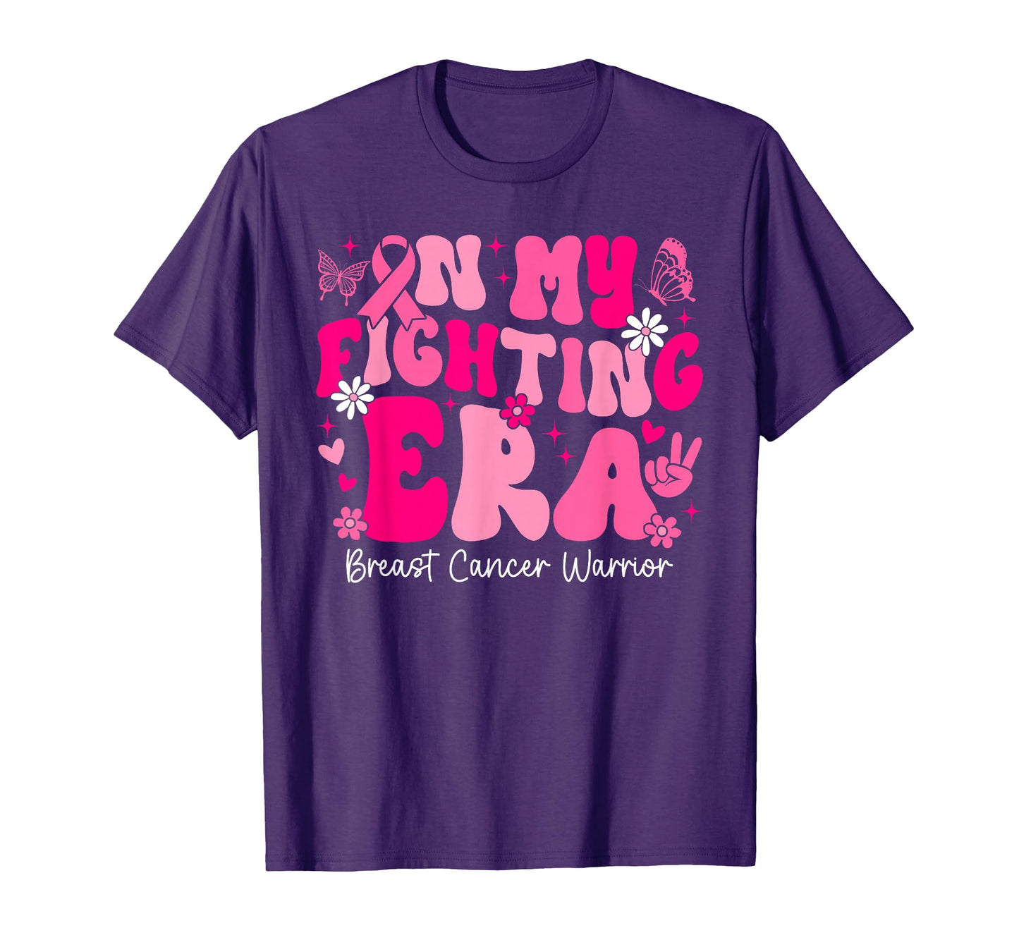 In My Fighting Era Breast Cancer Awareness Warrior Groovy T-Shirt