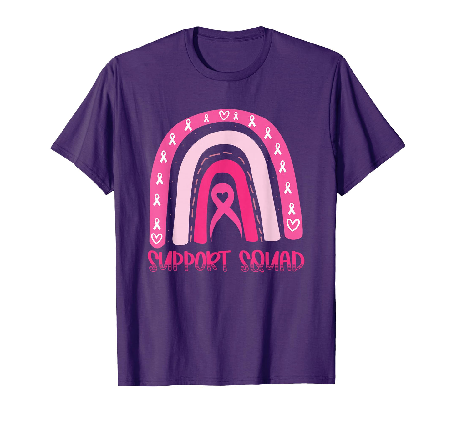 Support Squad Pink Rainbow Ribbon Breast Cancer Awareness T-Shirt