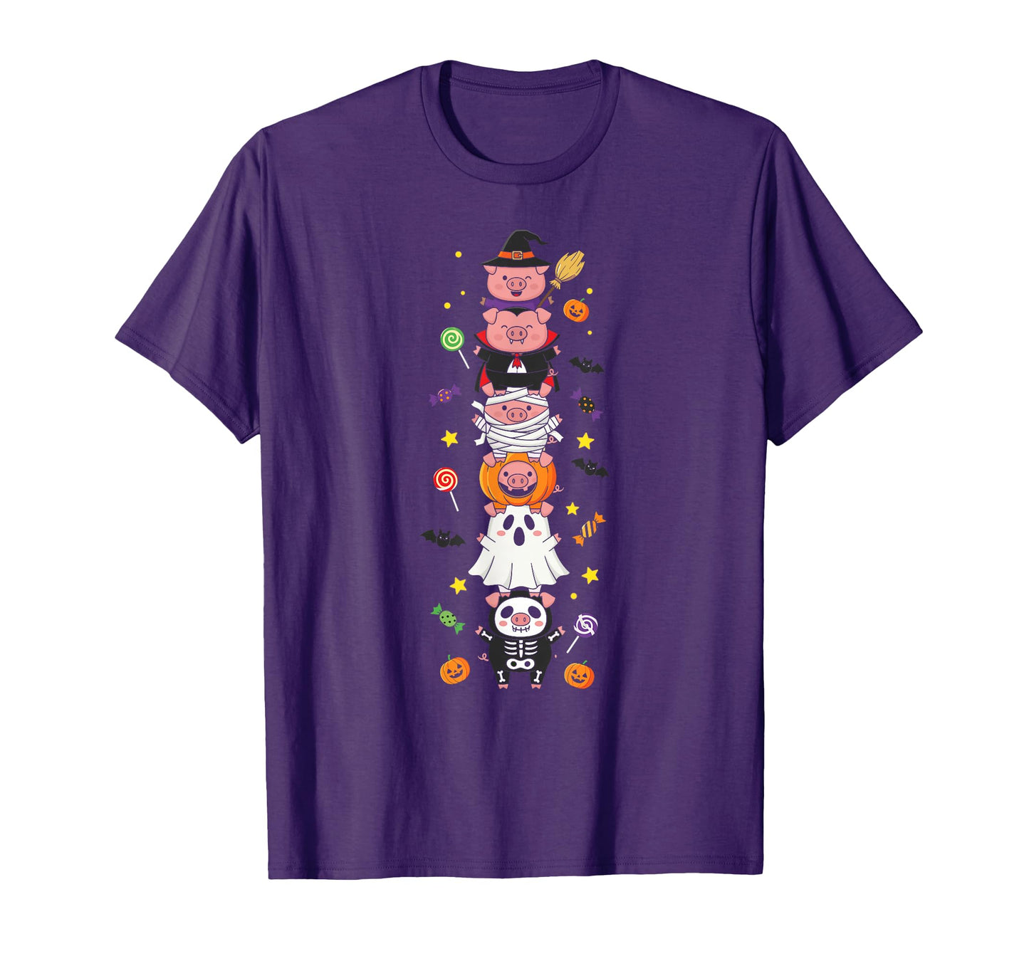 Funny Pig Witch Vampire Ghost Halloween Kids Mens Womens T-Shirt