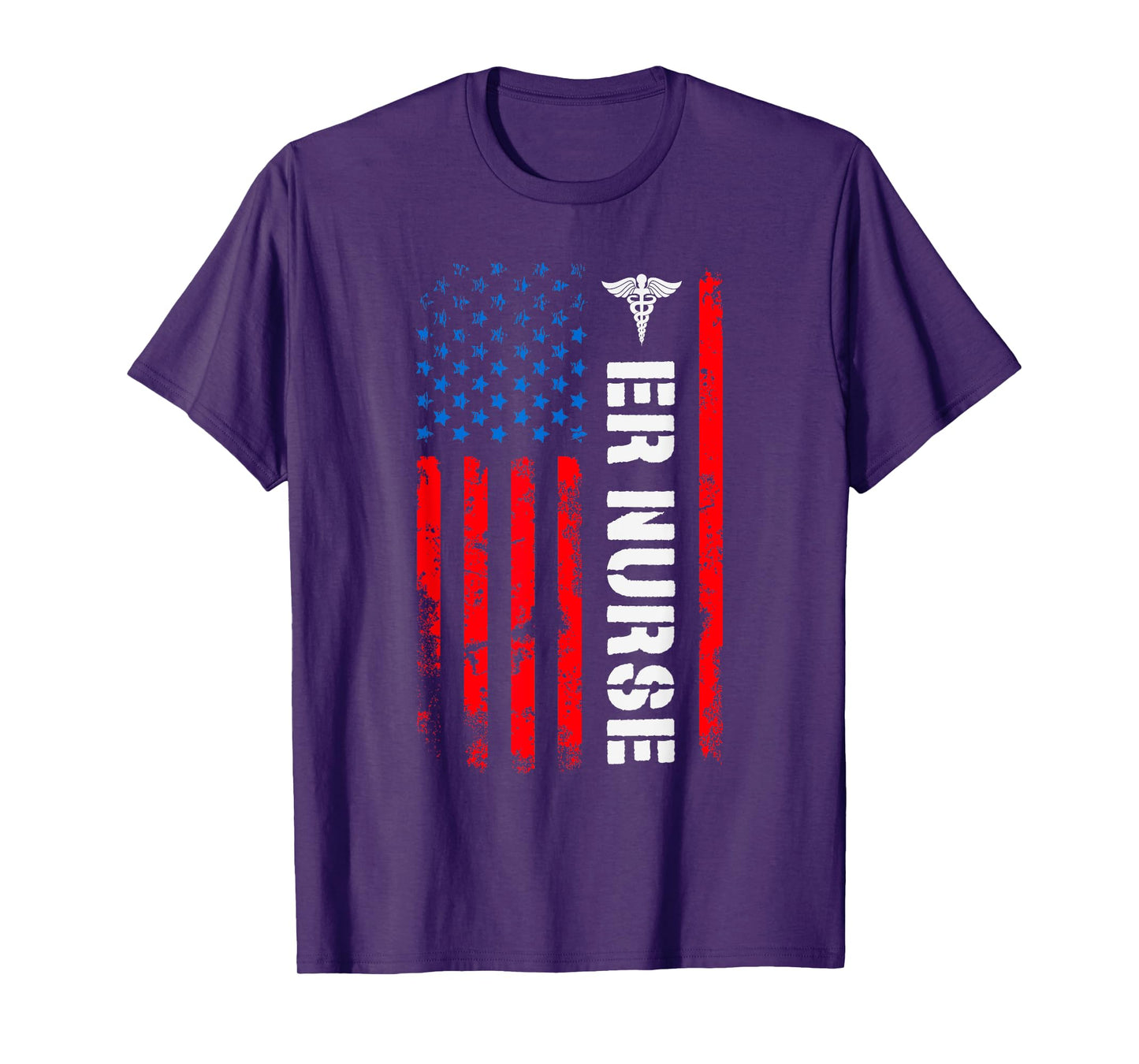 Patriotic ER Nurse Shirt Retro American Flag 4th of July RN T-Shirt