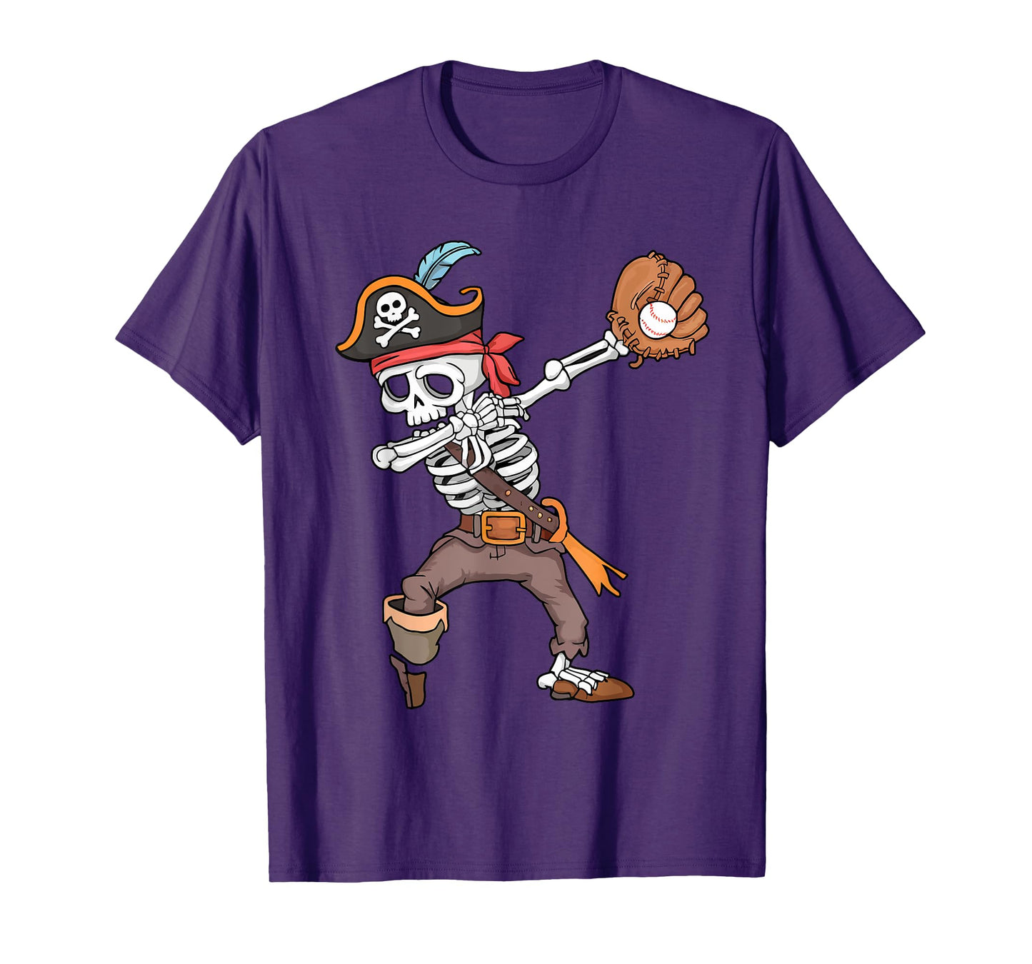 Baseball Halloween Dabbing Skeleton Pirate Dab Men Boys Kids T-Shirt
