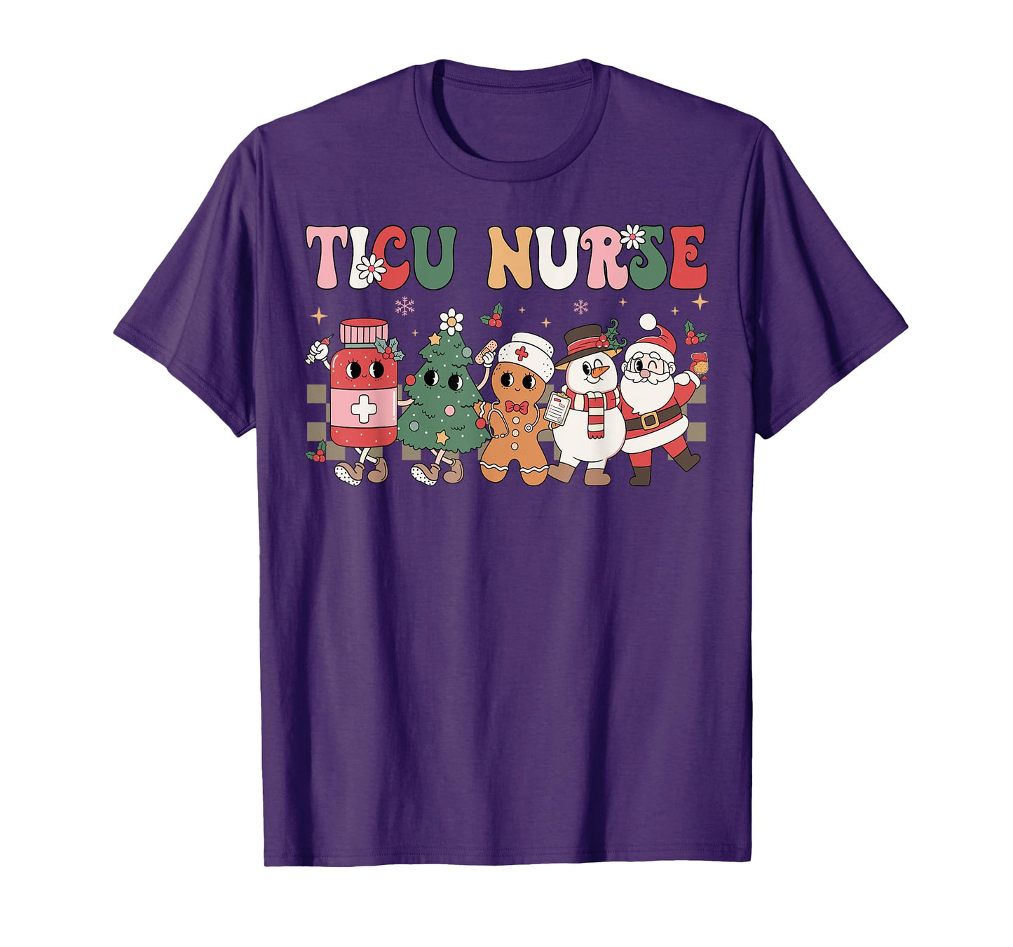 Retro TICU Nurse Christmas Intensive Care Unit Nursing Group T-Shirt