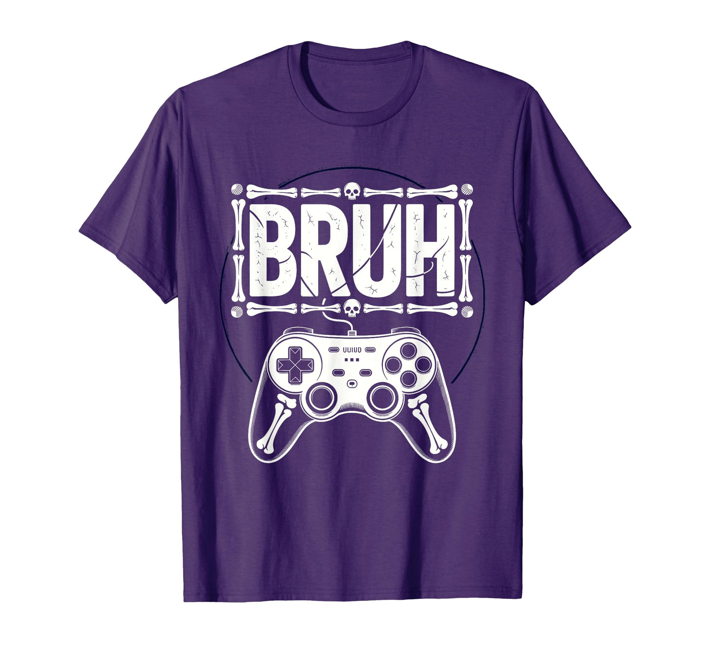 Bruh Skeleton Gamer Halloween Funny Video Gaming Kids T-Shirt