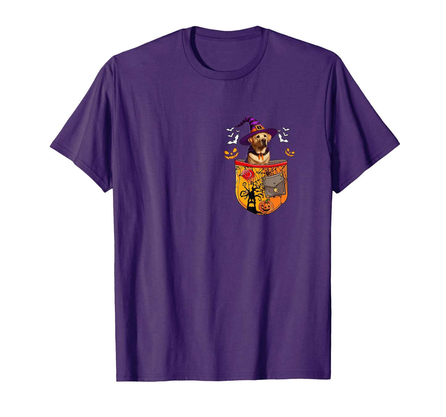 Labrador Retriever As Witch in Pocket Halloween Dog Owner T-Shirt