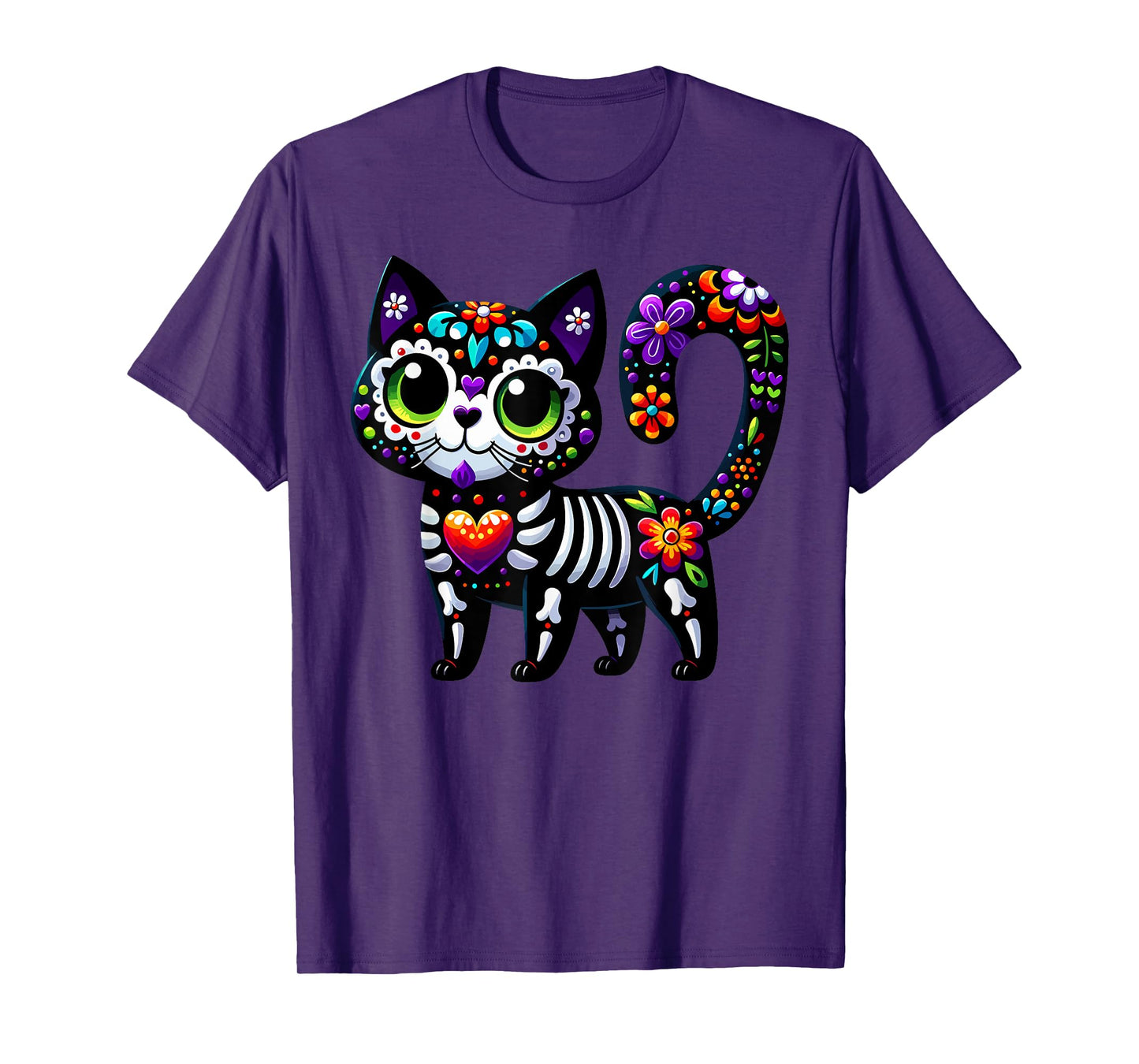 Dia De Los Muertos Cinco De Mayo Cat Sugar Skull Men Women T-Shirt