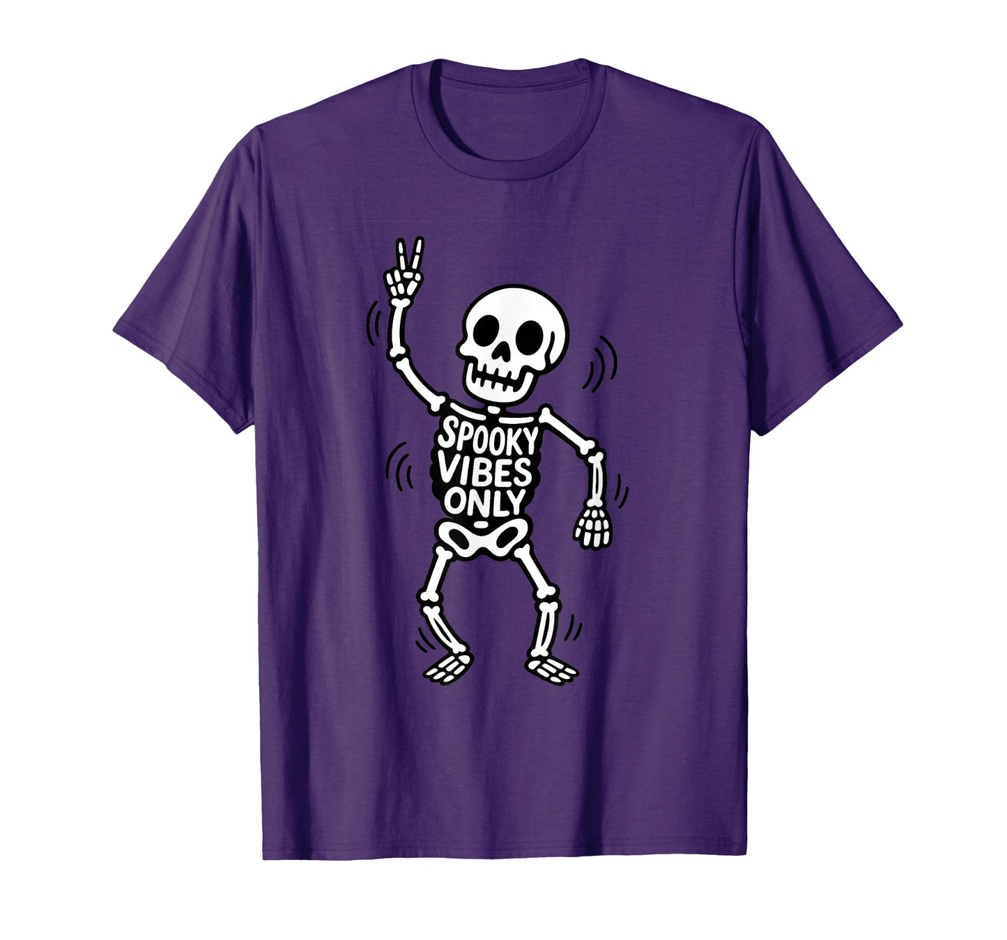 Spooky Vibes Only Dancing Skeleton Halloween T-Shirt