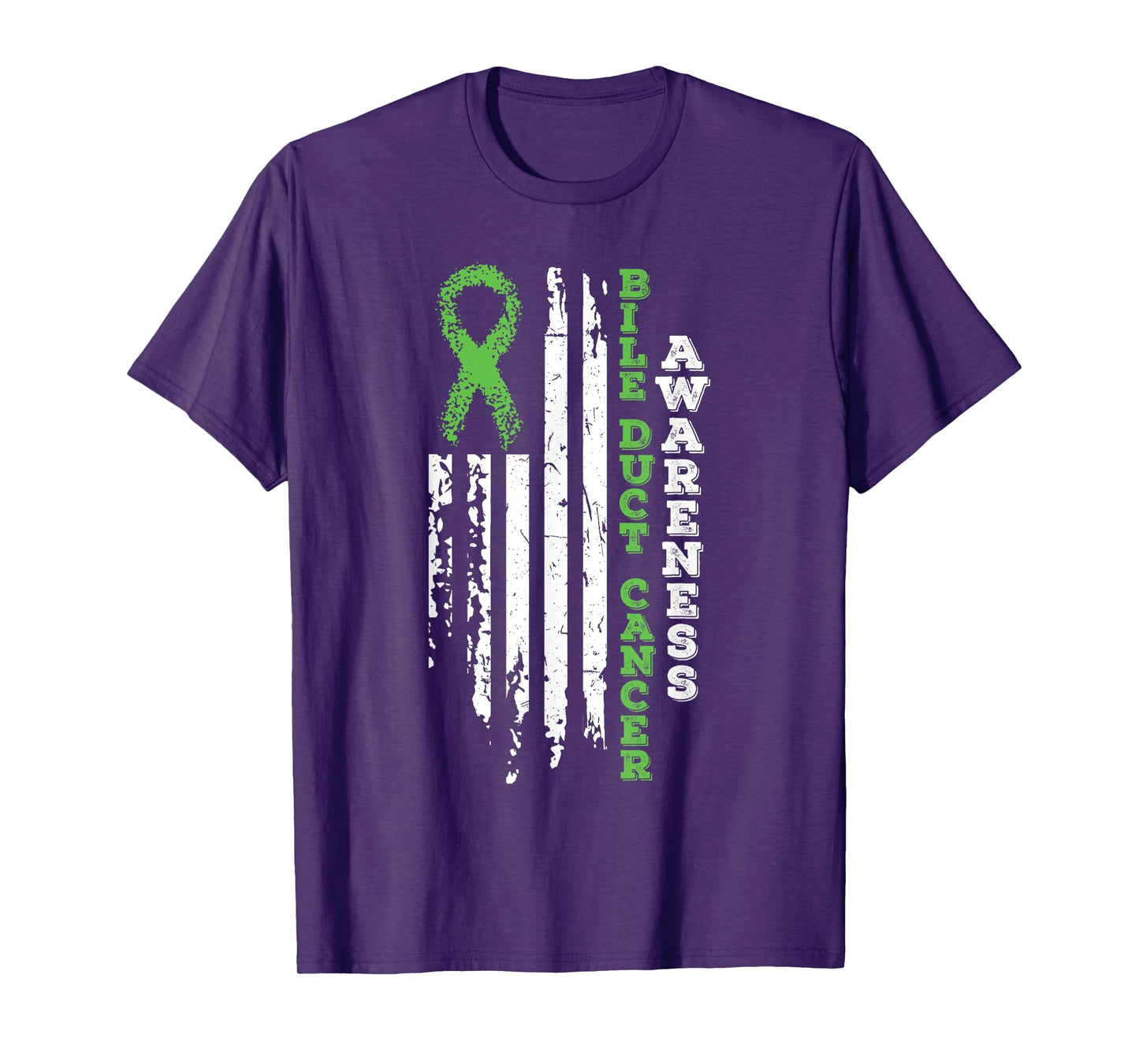 USA Flag Bile Duct Cancer Awareness Cancer Ribbon T Shirt V2 T-Shirt