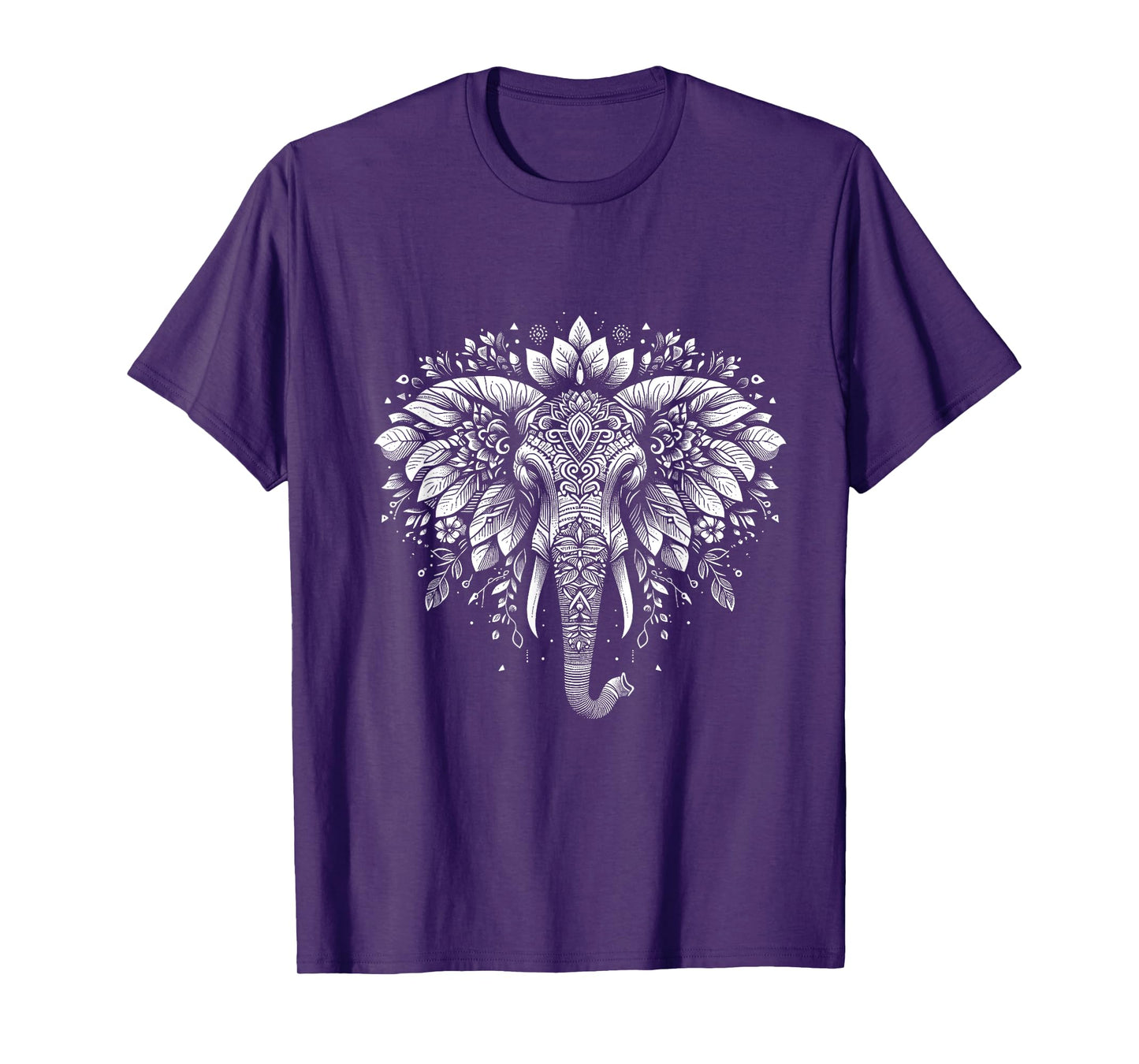 Elephant floral Mandala Cute Silhouette T-Shirt