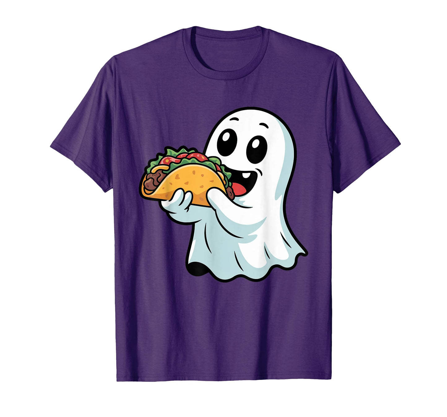 Halloween Boo Ghost Eating Tacos Kids Boys Trick or Treat T-Shirt
