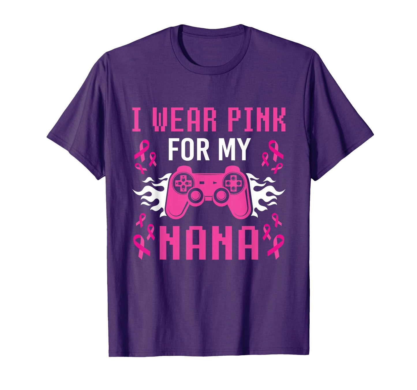 I Wear Pink For My Nana Breast Cancer Gaming Kids Boys Youth T-Shirt