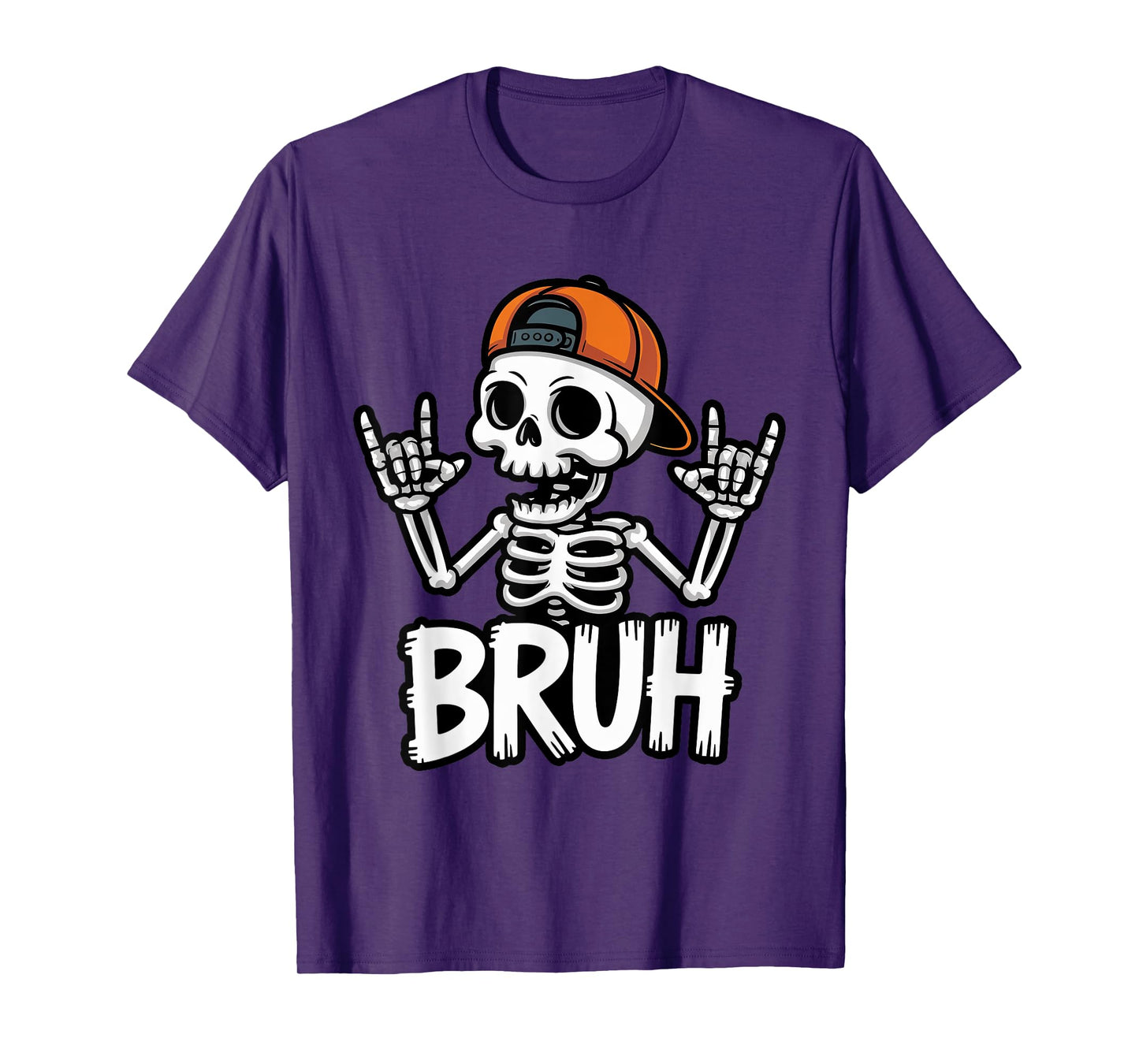 Halloween Skeleton Bruh Toddler Kids Rock Hand Spooky Season T-Shirt