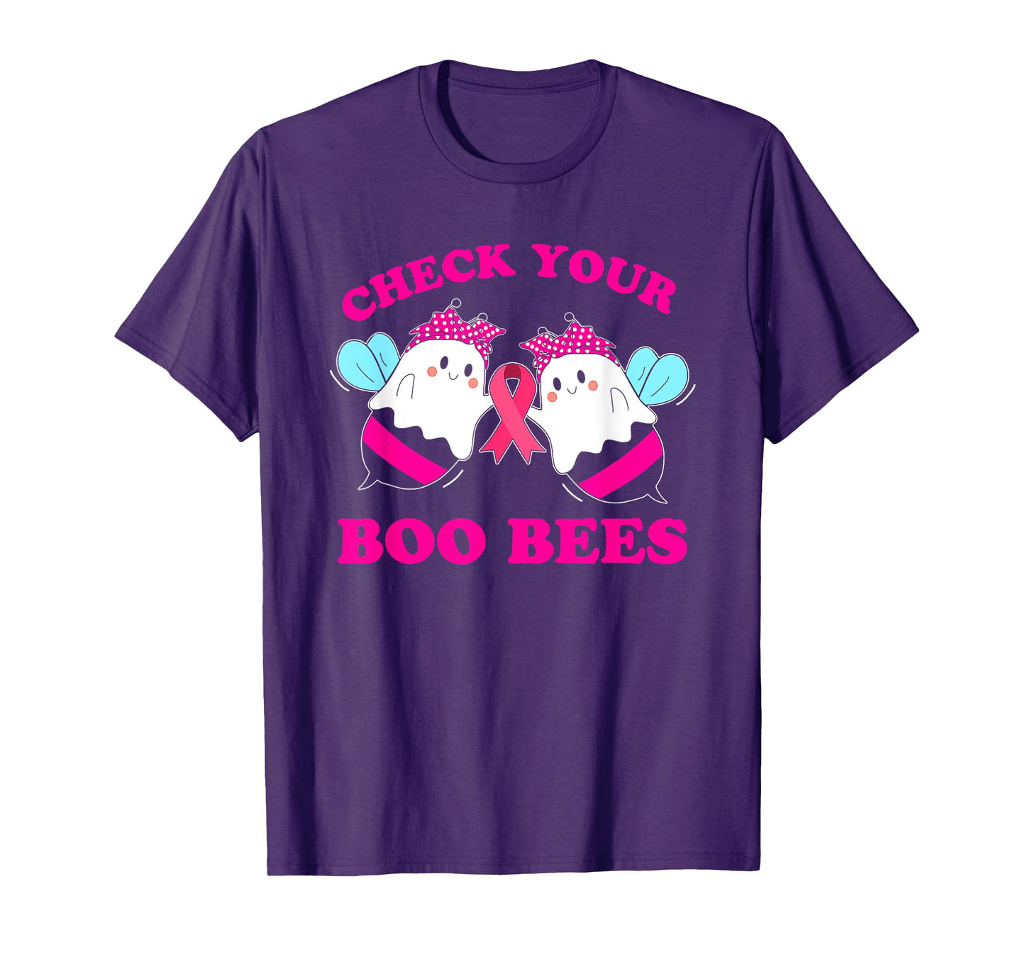 Check Your Boo Bees Funny Breast Cancer Halloween Women T-Shirt