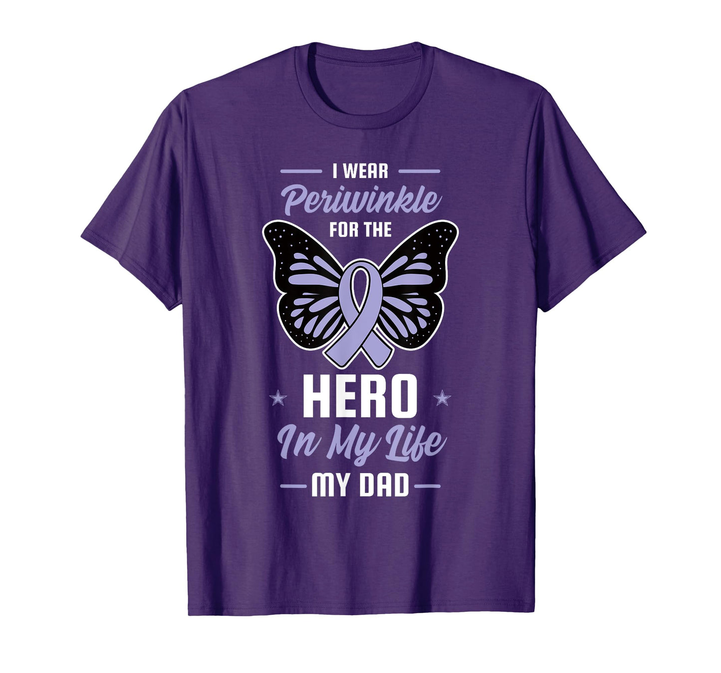 Stomach Cancer Awareness Periwinkle Ribbon Hero Dad Gift T-Shirt