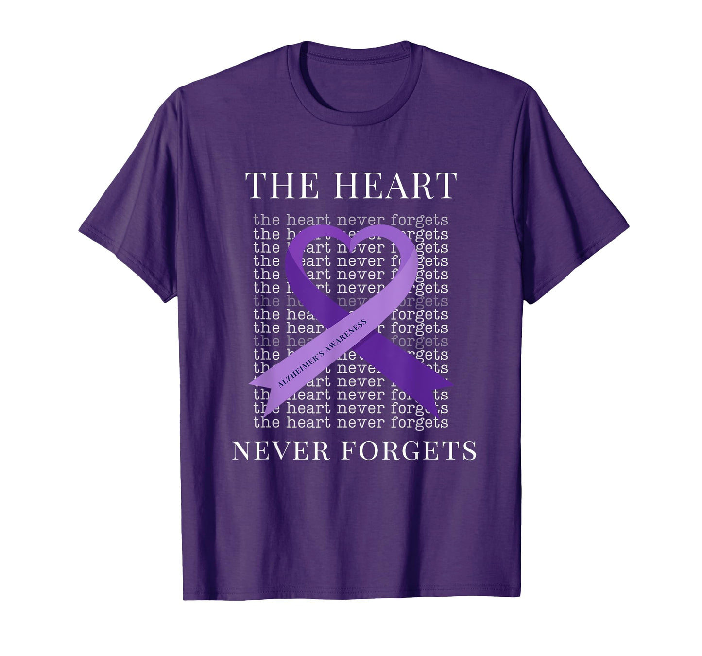 Alzheimer's Awareness The Heart Never Forgets Purple Support T-Shirt