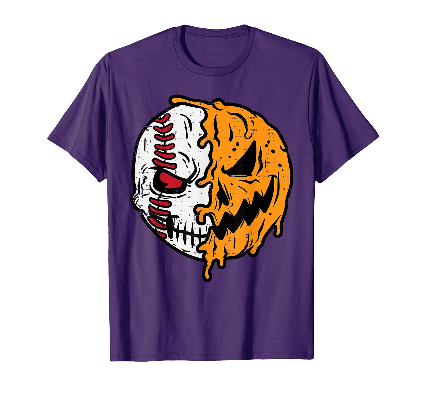 Halloween Baseball Pumpkin Jackolantern Costume Men Boys Kid T-Shirt