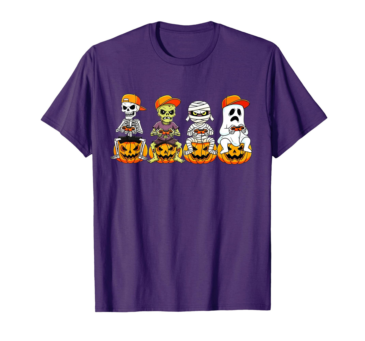 Halloween Skeleton Gamer Video Gaming Boys Men Kids Tees T-Shirt
