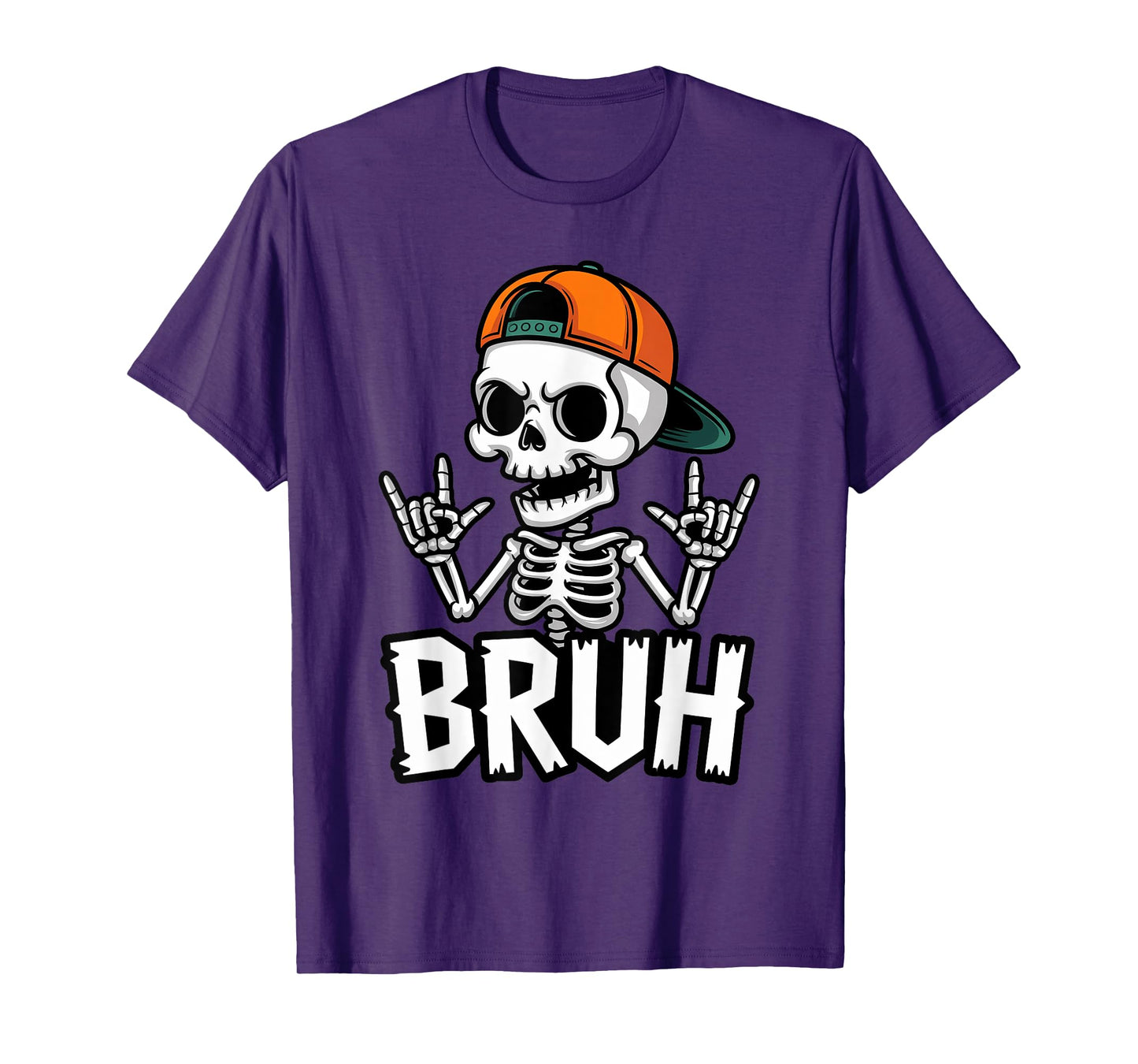 Halloween Skeleton Bruh Rock Hand Funny Toddler Boys Kids T-Shirt