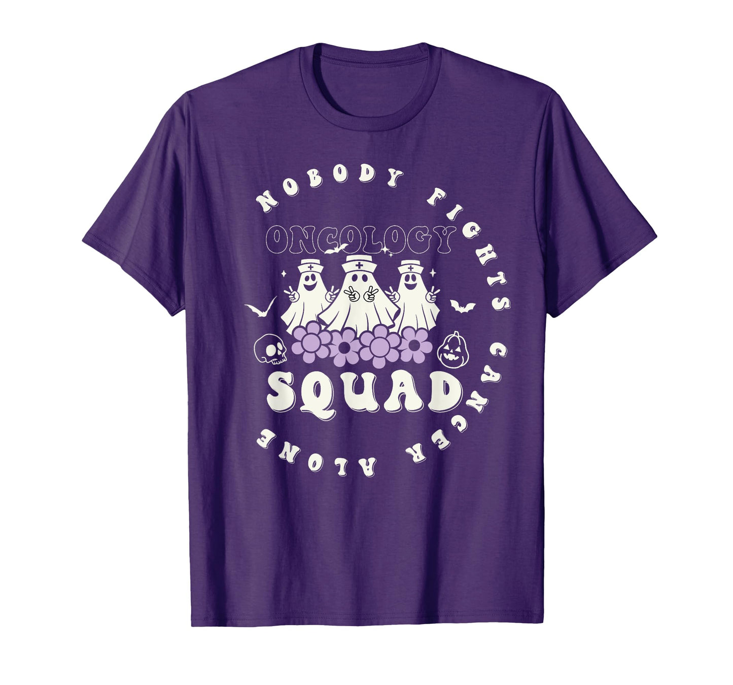 Halloween Oncology Nurse Squad Retro Tee Pediatric Oncology T-Shirt