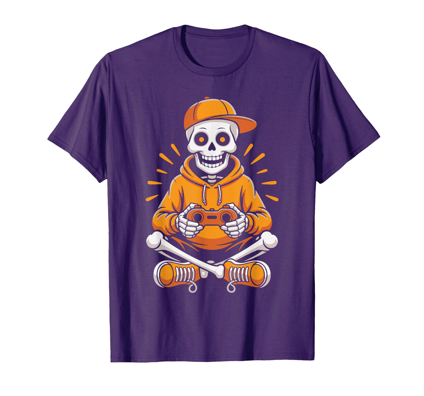 Funny Skeleton Gamer Funny Halloween Boys Men Video Gaming T-Shirt